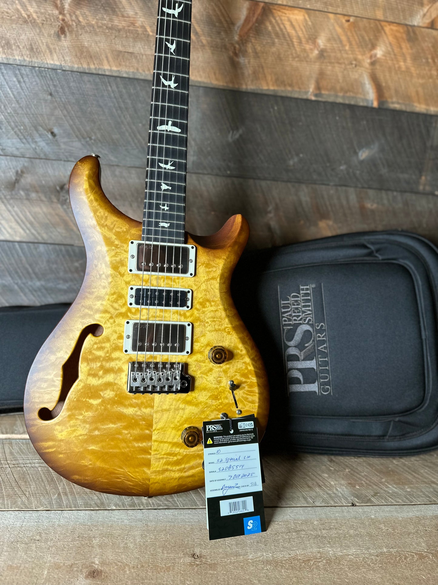 PRS S2 Wood Library Special Semi-Hollow Quilted Top - Livingston Lemondrop S2085514