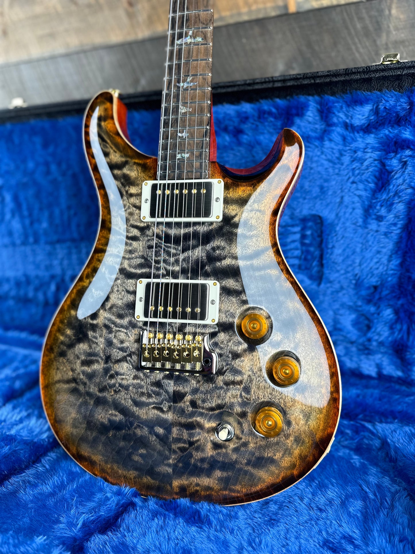 PRS DGT David Grissom Signature Wood Library Quilt Maple 10 Top, Korina Back/Neck, Ziricote FB - Burnt Maple Leaf 389458