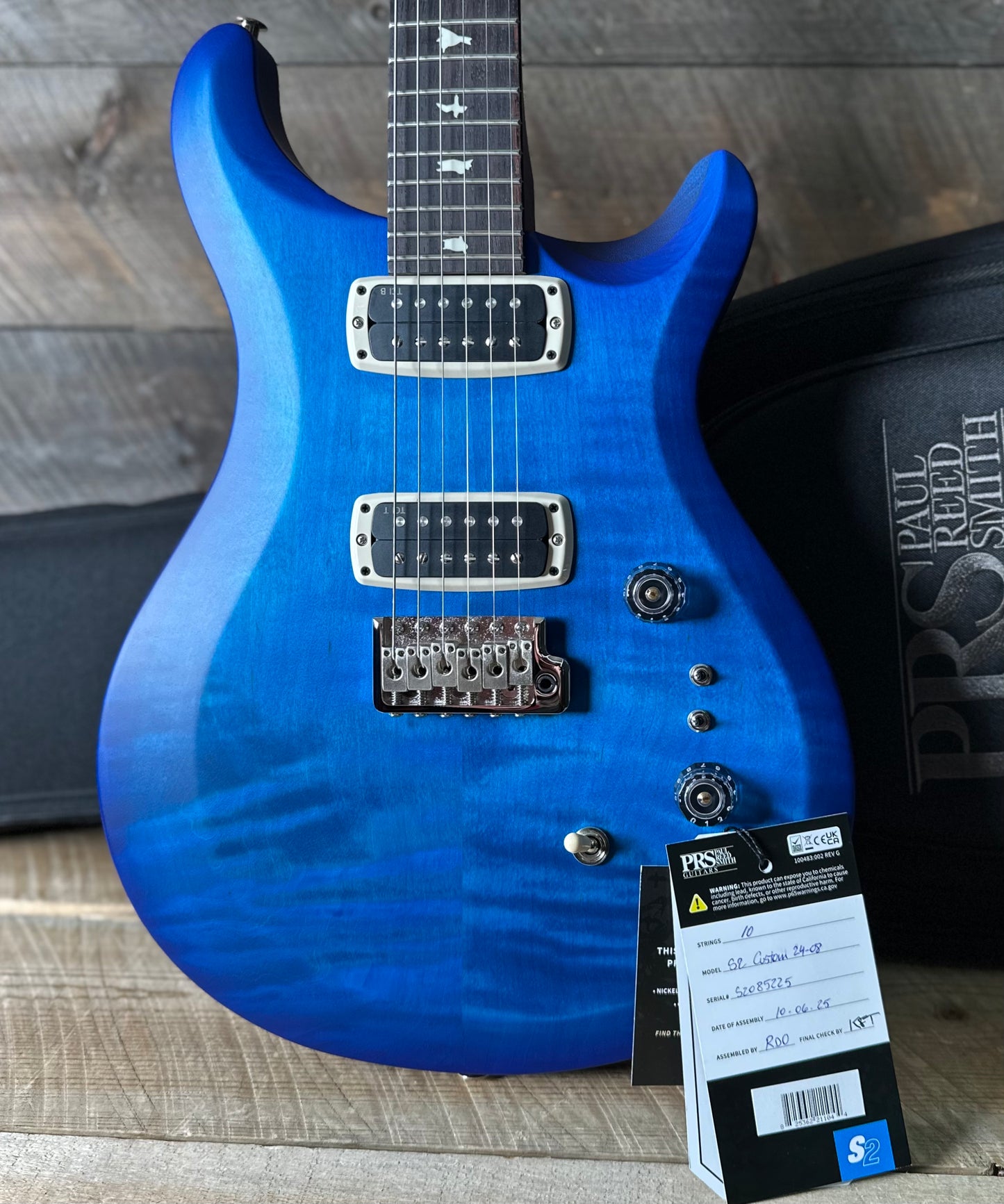 PRS S2 Wood Library Custom 24-08 QS Exclusive Satin Run! - Lake Blue S2085225