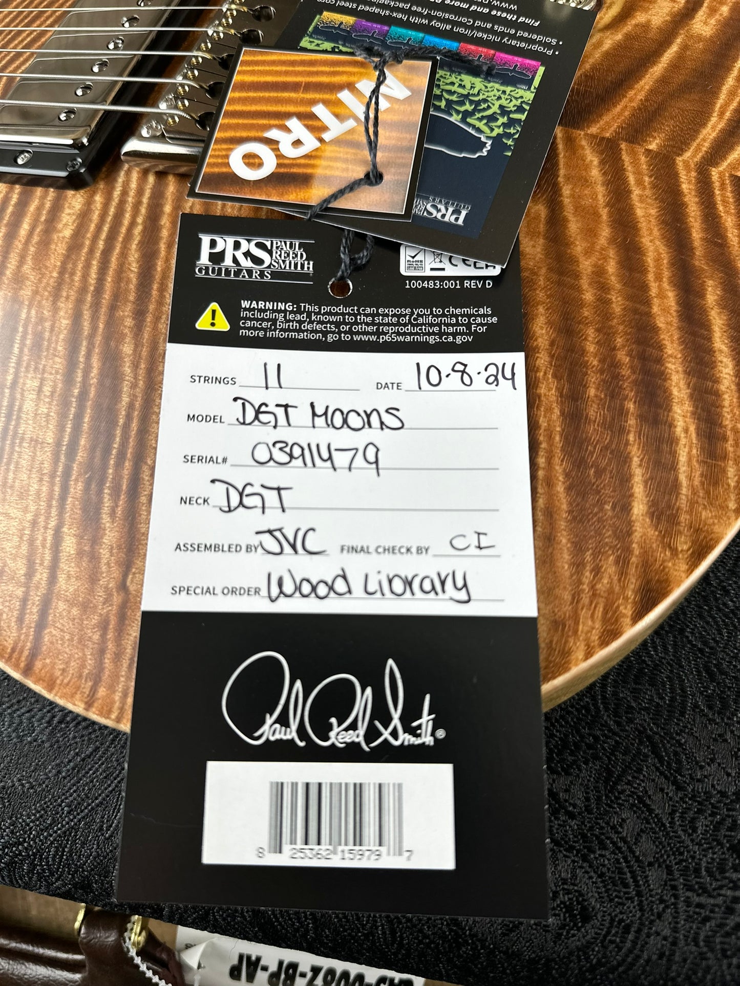 PRS DGT David Grissom Signature Wood Library Flame Maple 10 Top, Korina Back/Neck, Ebony FB - Copperhead 391479