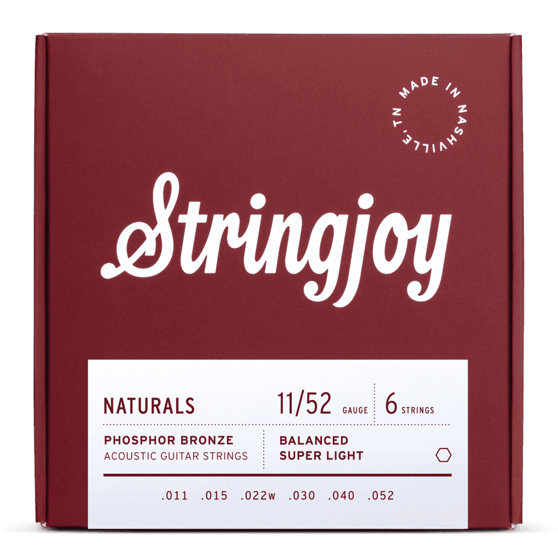 Stringjoy Naturals Super Light Gauge (11-52) Phosphor Bronze Acoustic Guitar Strings