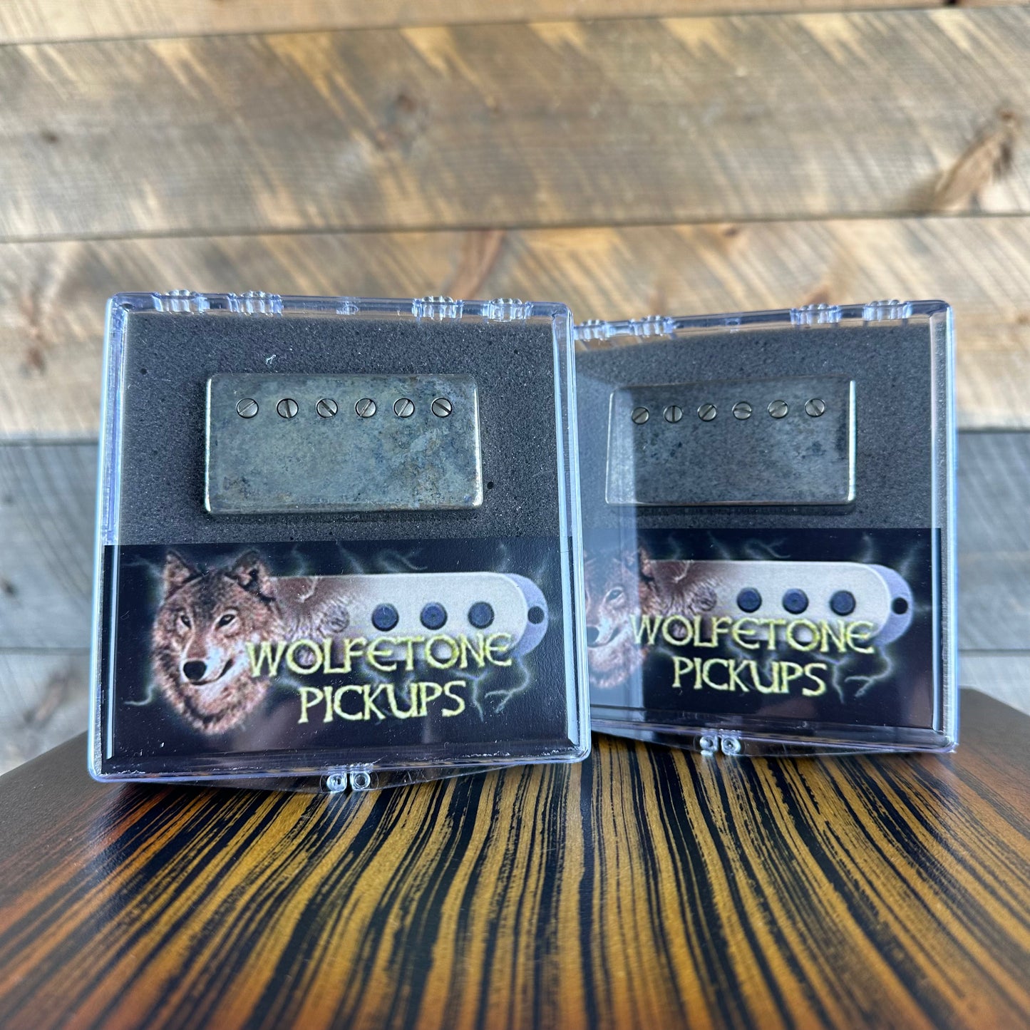 Wolfetone Dr. Vintage Pickup Set (4 Conductor) - Black Bobbin AGED Nickel Cover