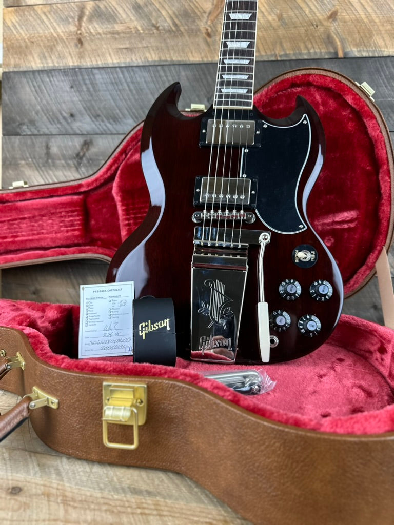Gibson SG Standard '61 Maestro Vibrola *Limited 1 Of 100!!* - Dark Aged Cherry Finish, T-Type Pickups, Witch Hat Knobs 204250091