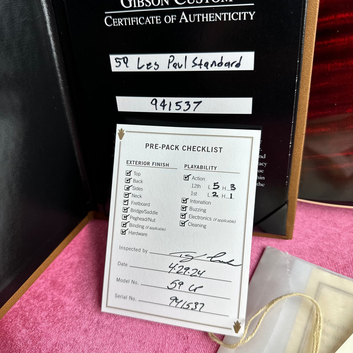 On Hold Used Gibson Custom Shop 1959 Les Paul Standard Reissue VOS - Red Tiger Burst Ebony Back 941537