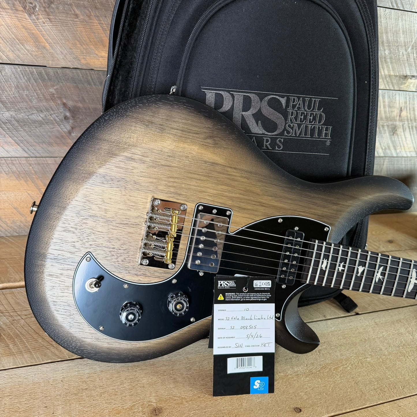 PRS S2 Vela Limited Edition Black Limba - Satin Natural Smokeburst S2088505