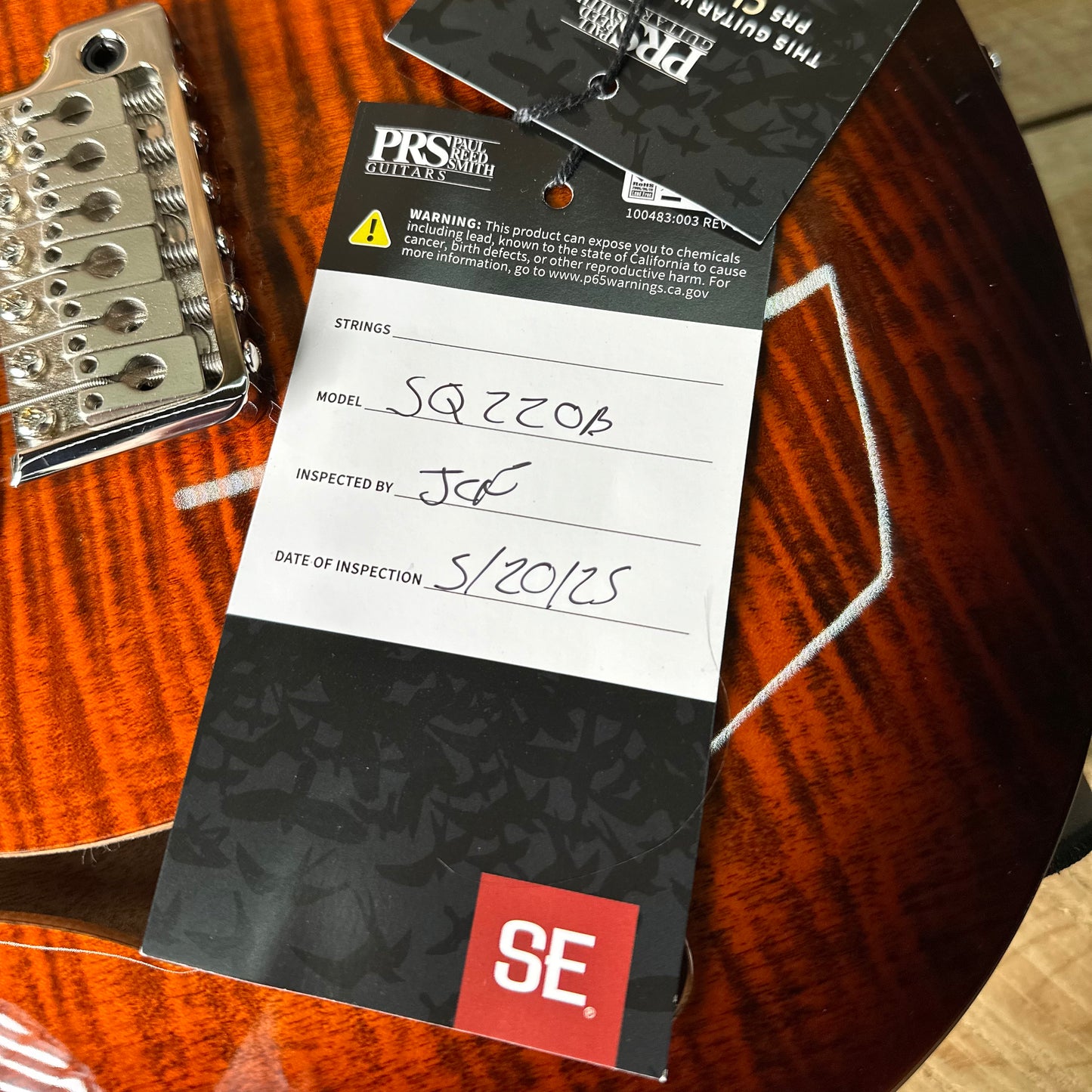 PRS SE Special Semi-Hollow - Orange Tiger Smokeburst H009662