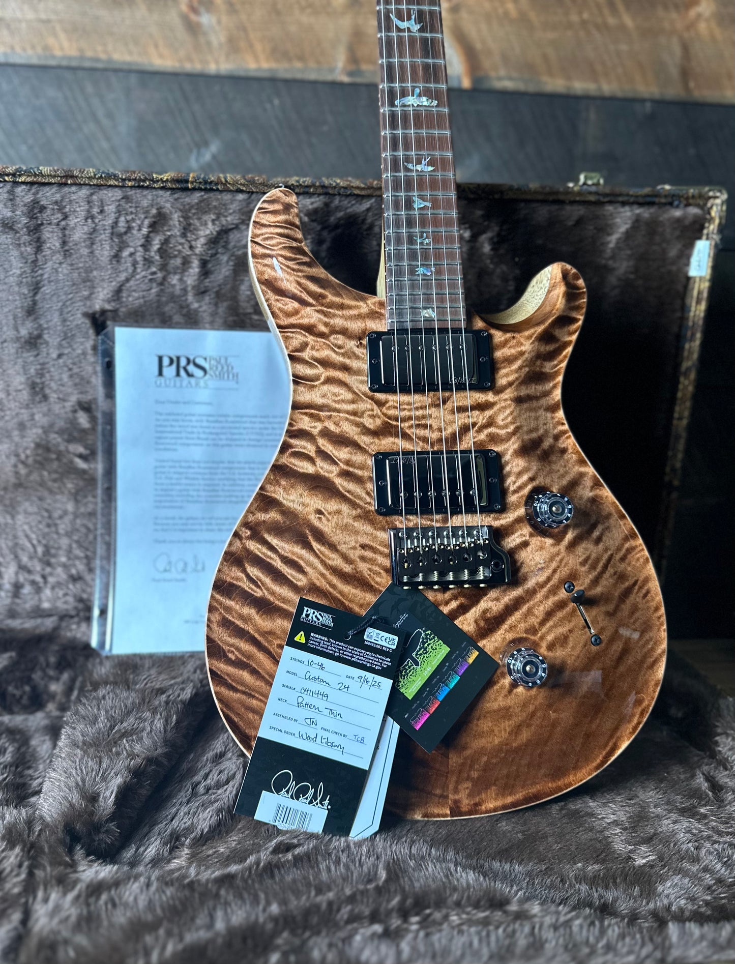 PRS Wood Library Custom 24 Quilt Top Brazilian Rosewood Fretboard! - Copperhead 411449