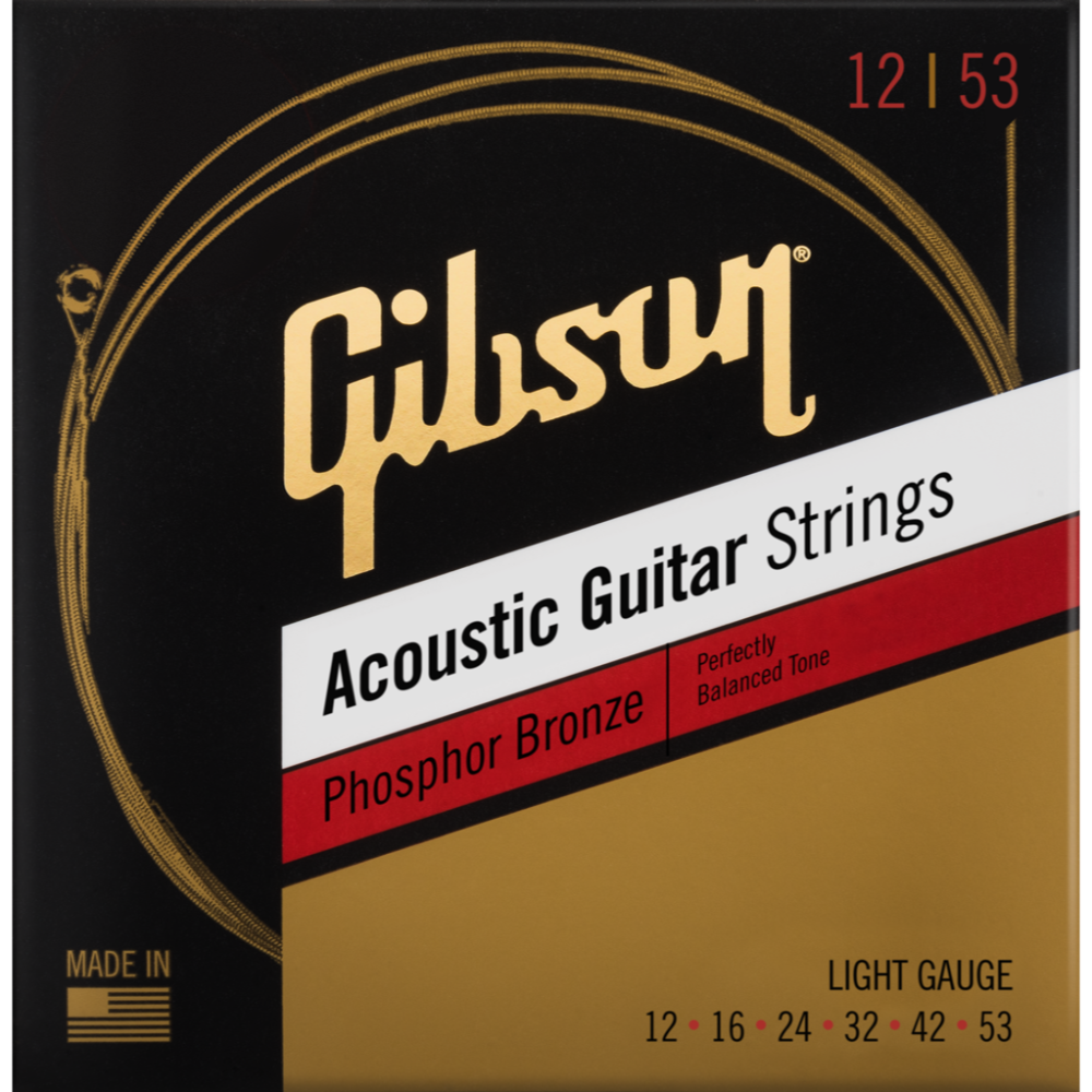 Gibson Phosphor Bronze Acoustic Guitar Strings 12-53 - 5 Pack