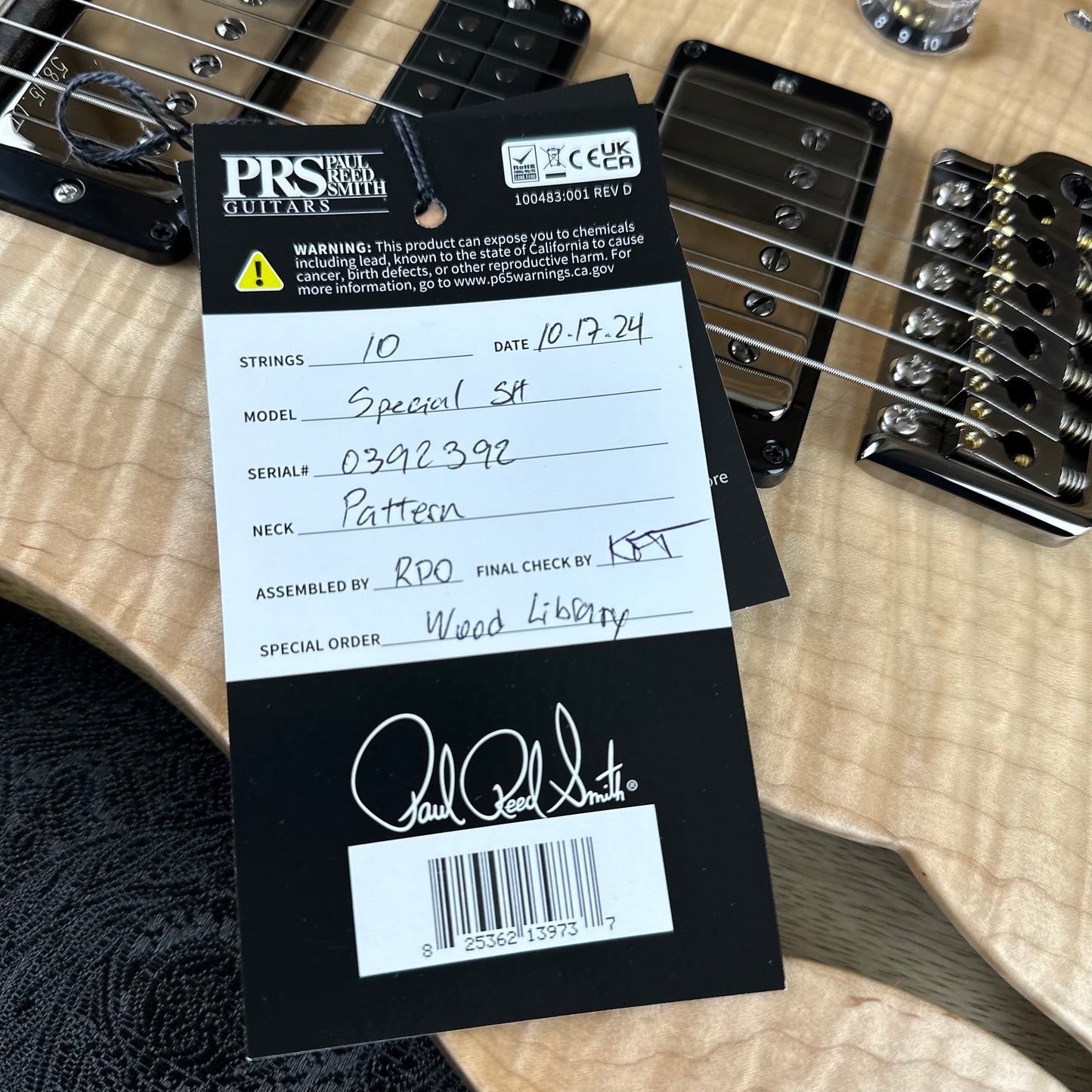 PRS Wood Library Special 22 Semi-Hollow - Flame Maple 10 Top Korina Back, Ziricote FB - Natural Satin 392392