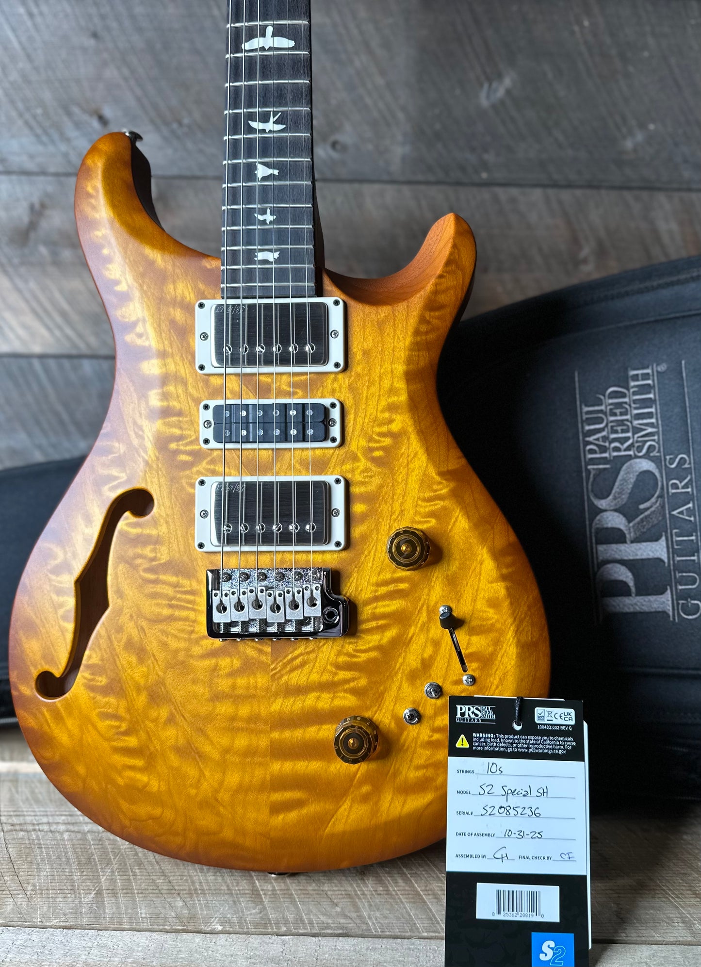 PRS S2 Wood Library Special Semi-Hollow Quilted Top - Satin Honey Gold Burst S2085236