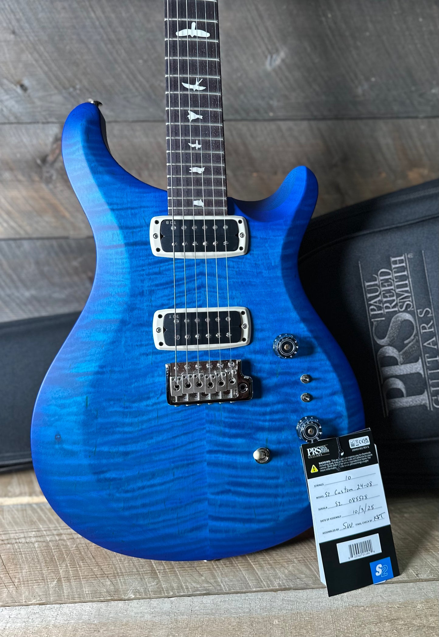 PRS S2 Wood Library Custom 24-08 QS Exclusive Satin Run! - Lake Blue S2085528