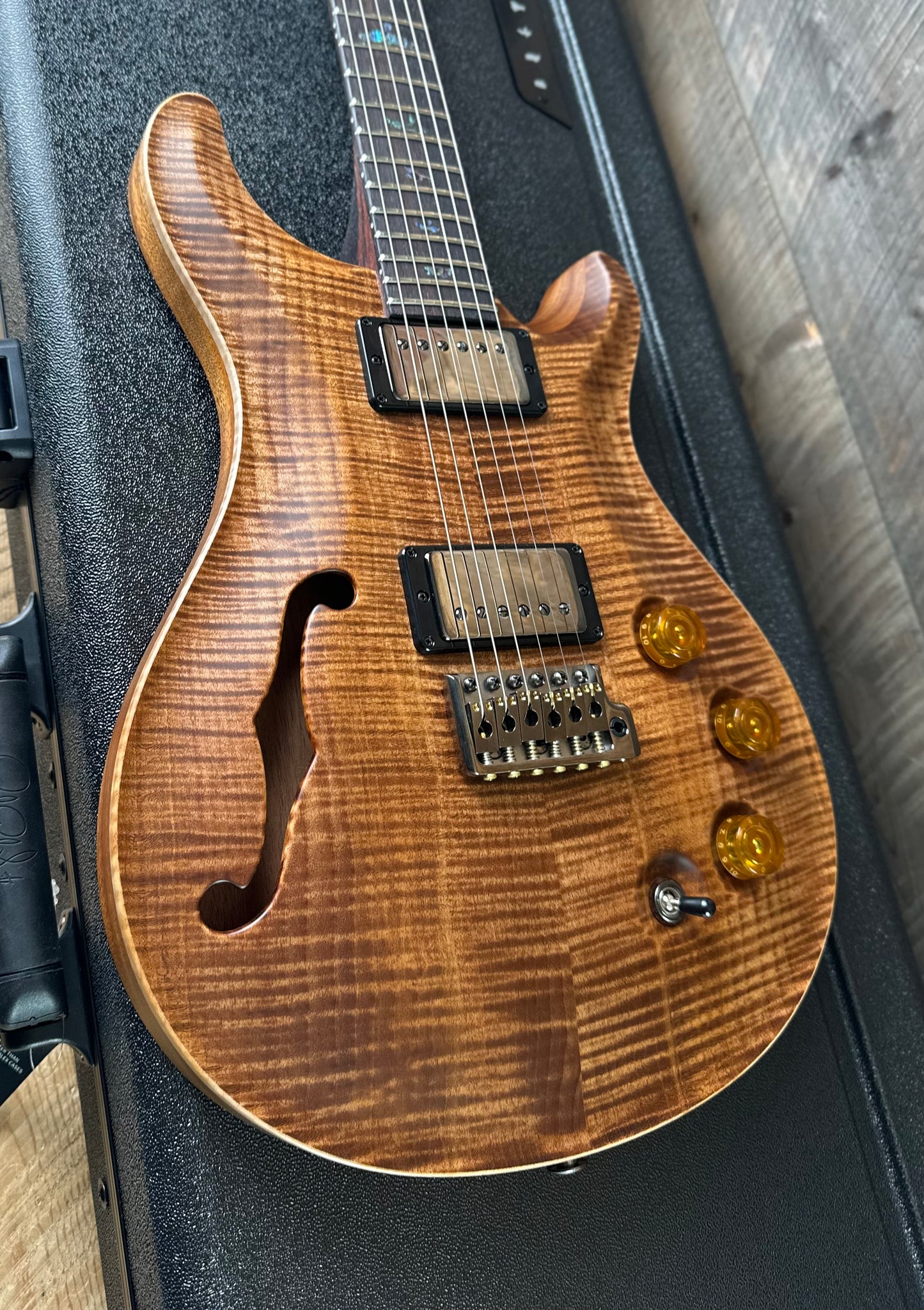 PRS Wood Library DGT Semi-Hollow David Grissom Signature Rosewood Neck! Flamed Maple 10-Top Smoked Black Hardware - Copperhead 418148