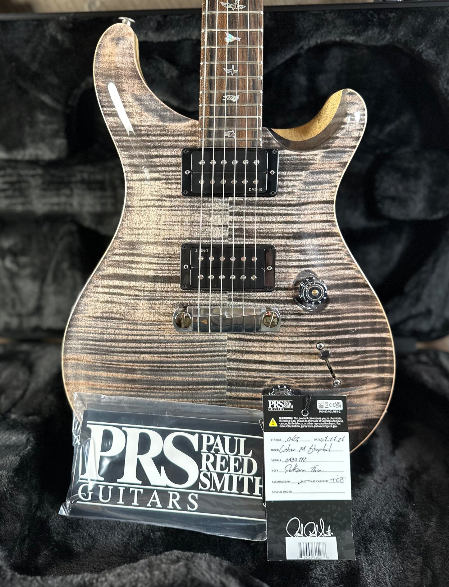 PRS Wood Library Custom 24 Stoptail Limited Edition - Charcoal (Natural Back) 430172