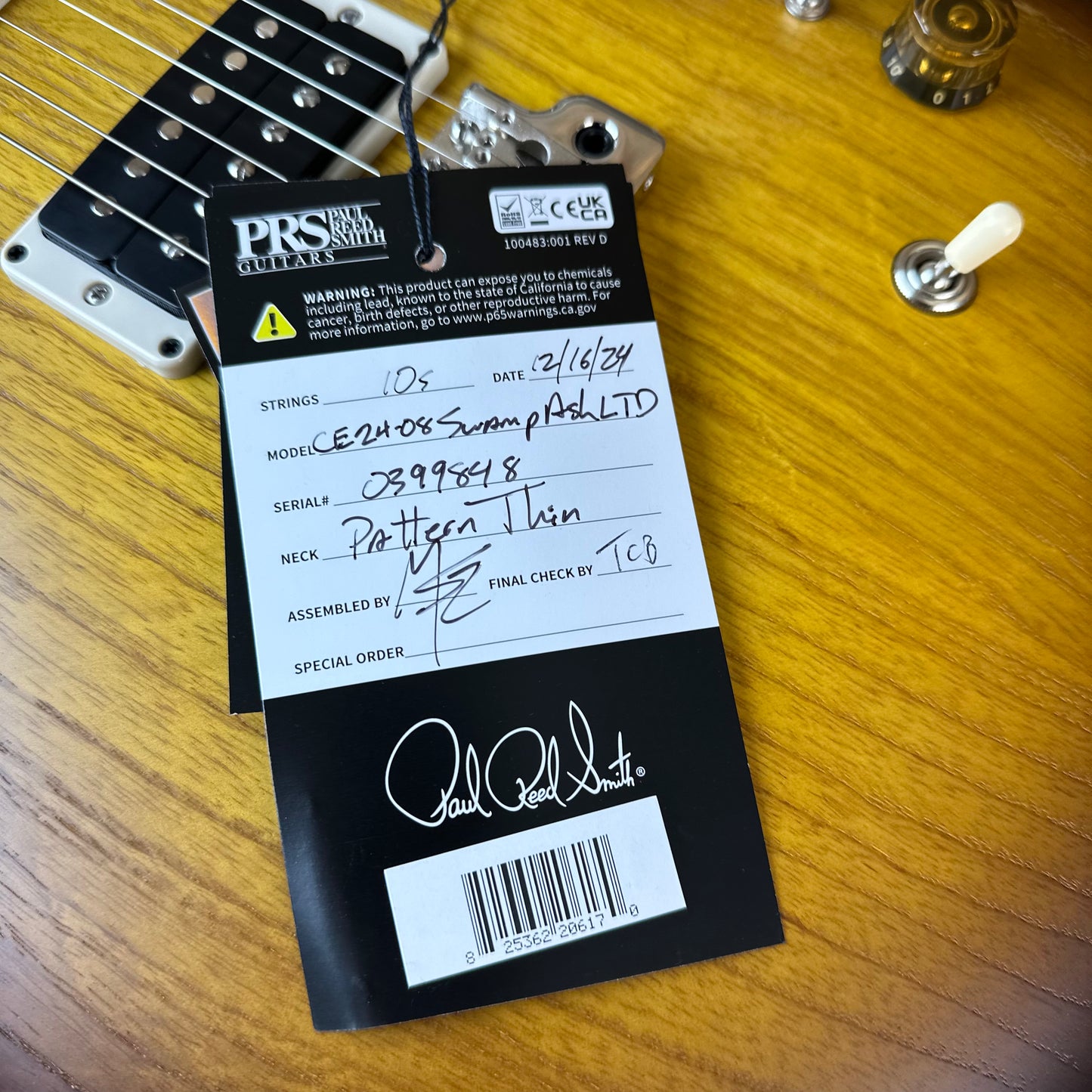 PRS CE 24-08 Swamp Ash Limited Edition - McCarty Tobacco Sunburst 399848