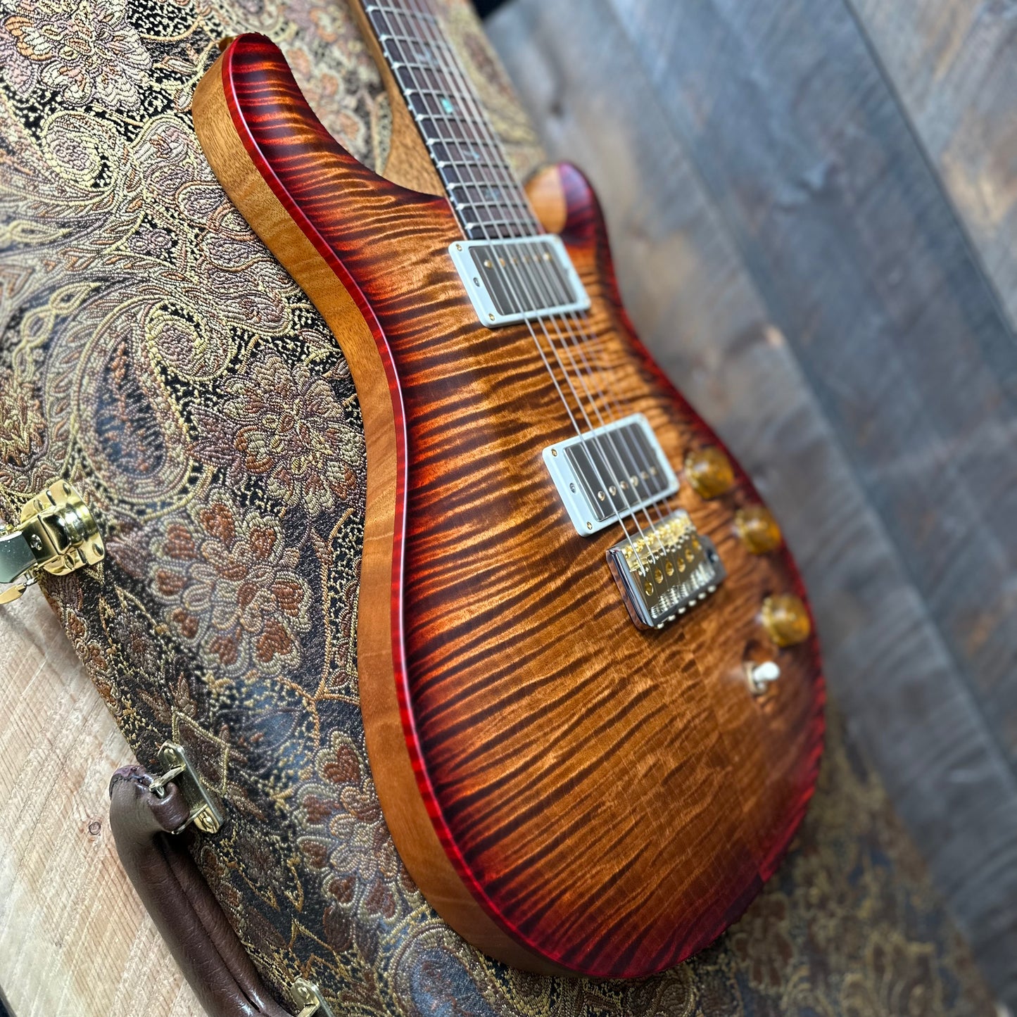 PRS Wood Library DGT David Grissom Signature Wood Library Flame Maple 10 Top, Brazilian Rosewood FB - Custom Color Copperhead Cherry Burst 410961