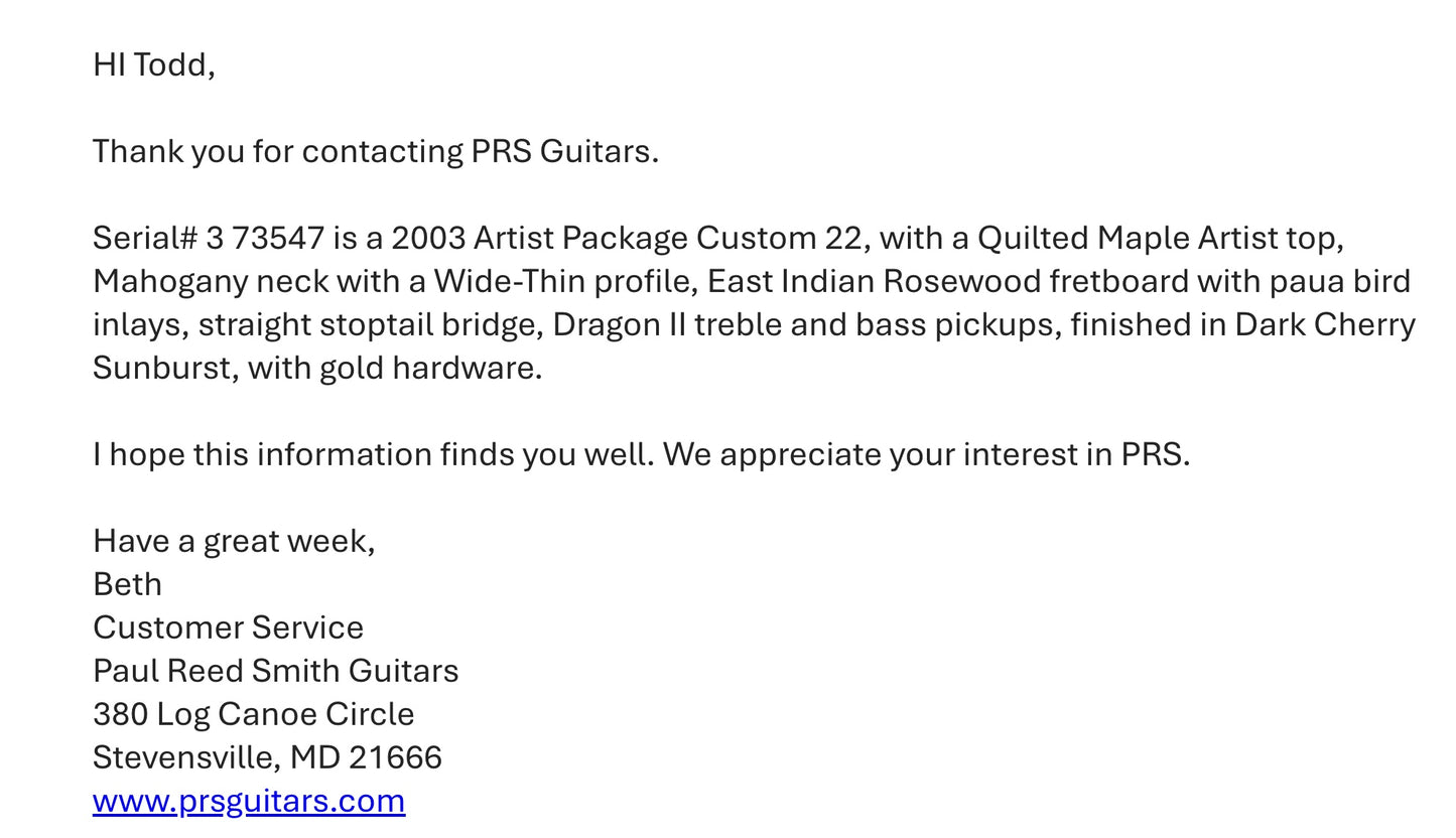 Used 2003 PRS Brazilian Custom 22, Artist Top, Hardtail, Gold Hardware - Dark Cherry Sunburst