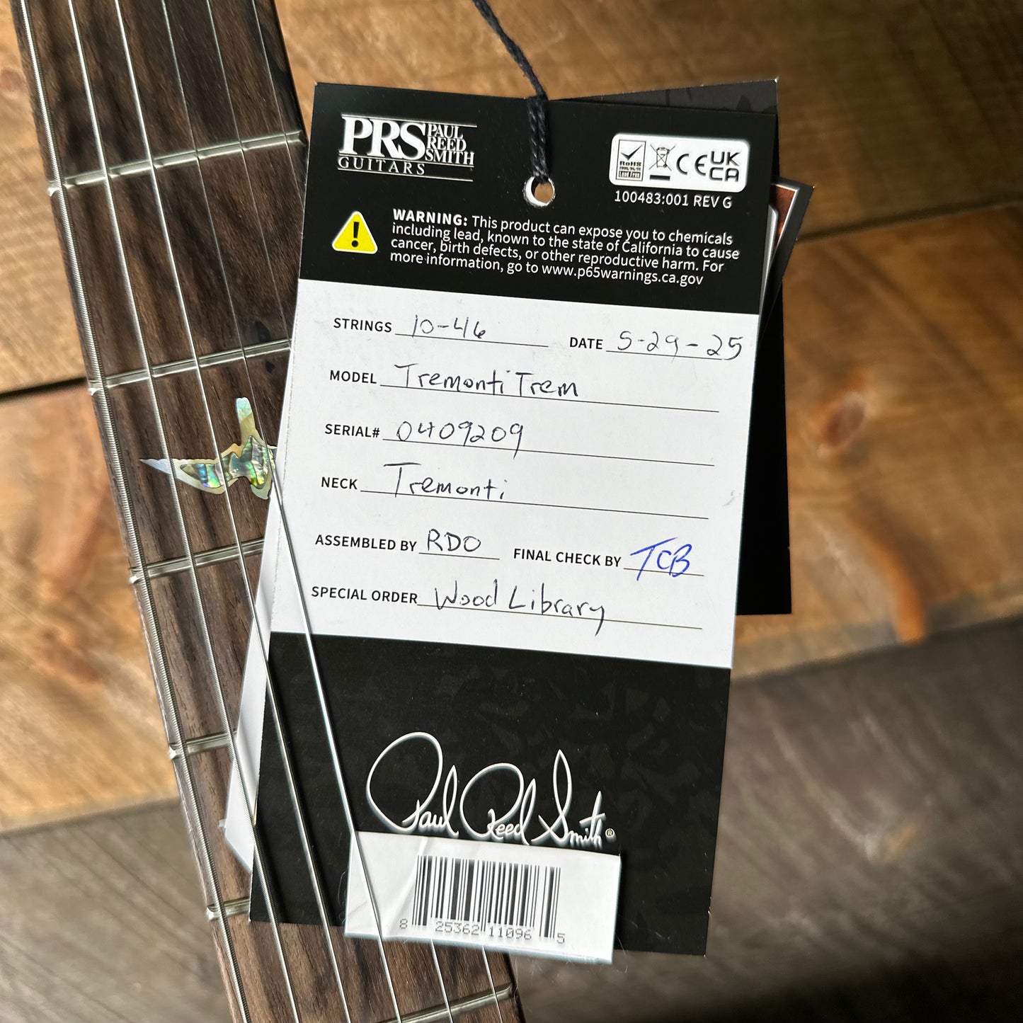 PRS Wood Library Mark Tremonti Signature Trem Flame Maple 10 Top - Satin Faded Whale Blue Smokeburst (Natural Back) 409209