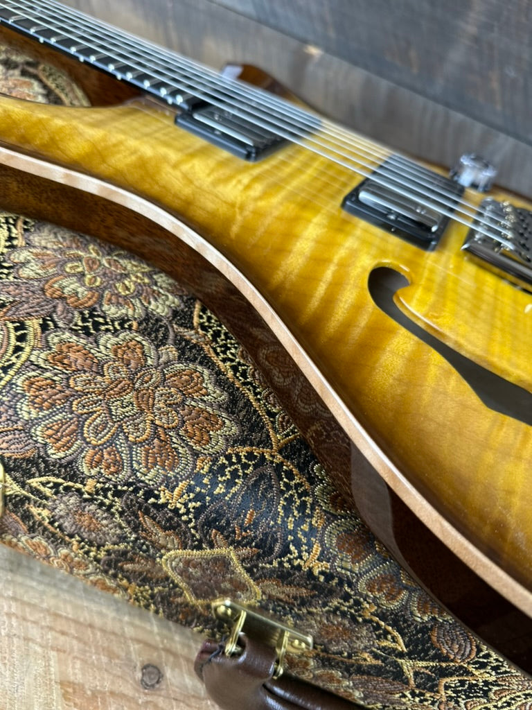 PRS Wood Library Custom 24 Semi-Hollow Flame Maple 10 Top Korina Body/Neck Ebony FB - Livingston Lemondrop 397003