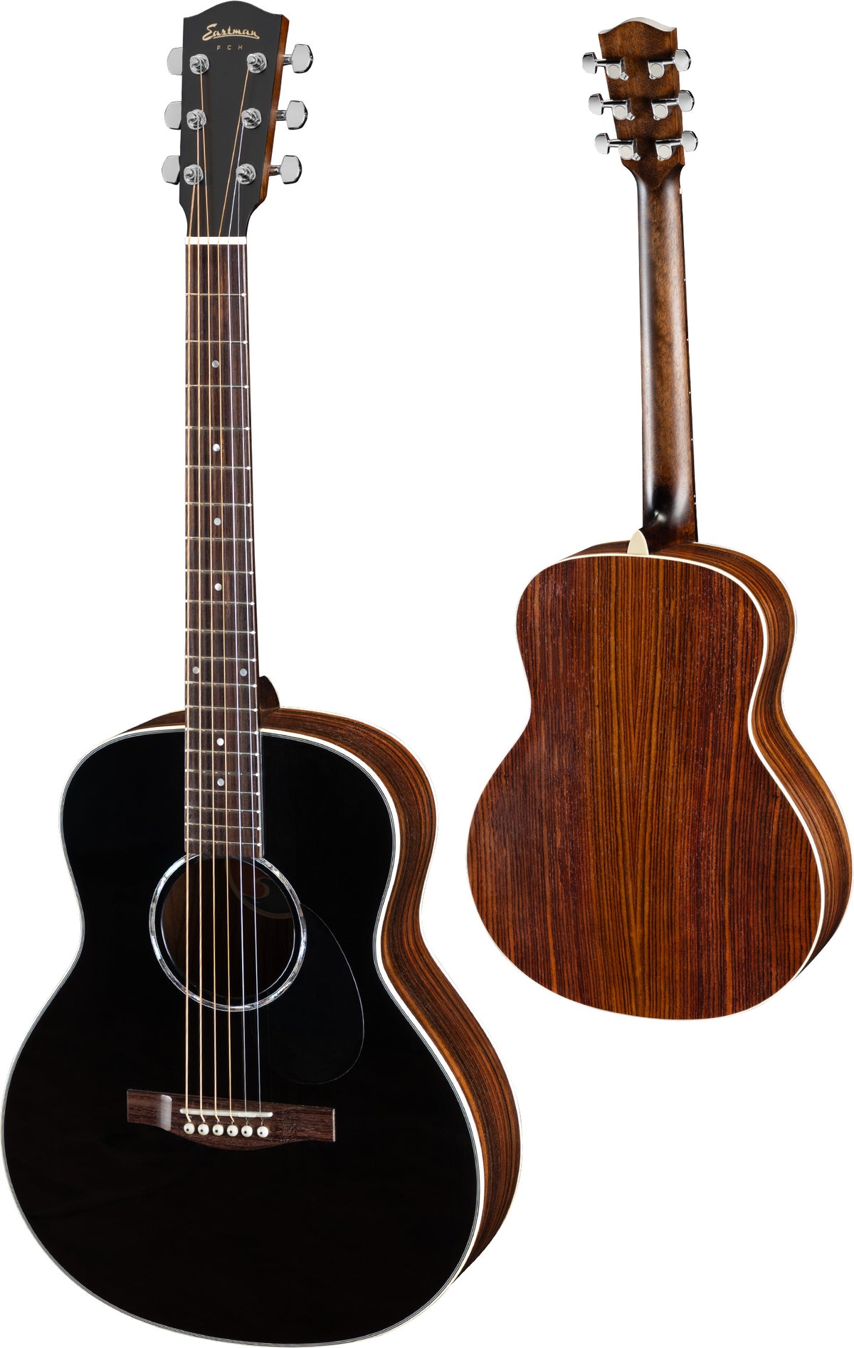 Eastman PCH2-TG Travel Acoustic - Black Top Natural Sides/Back