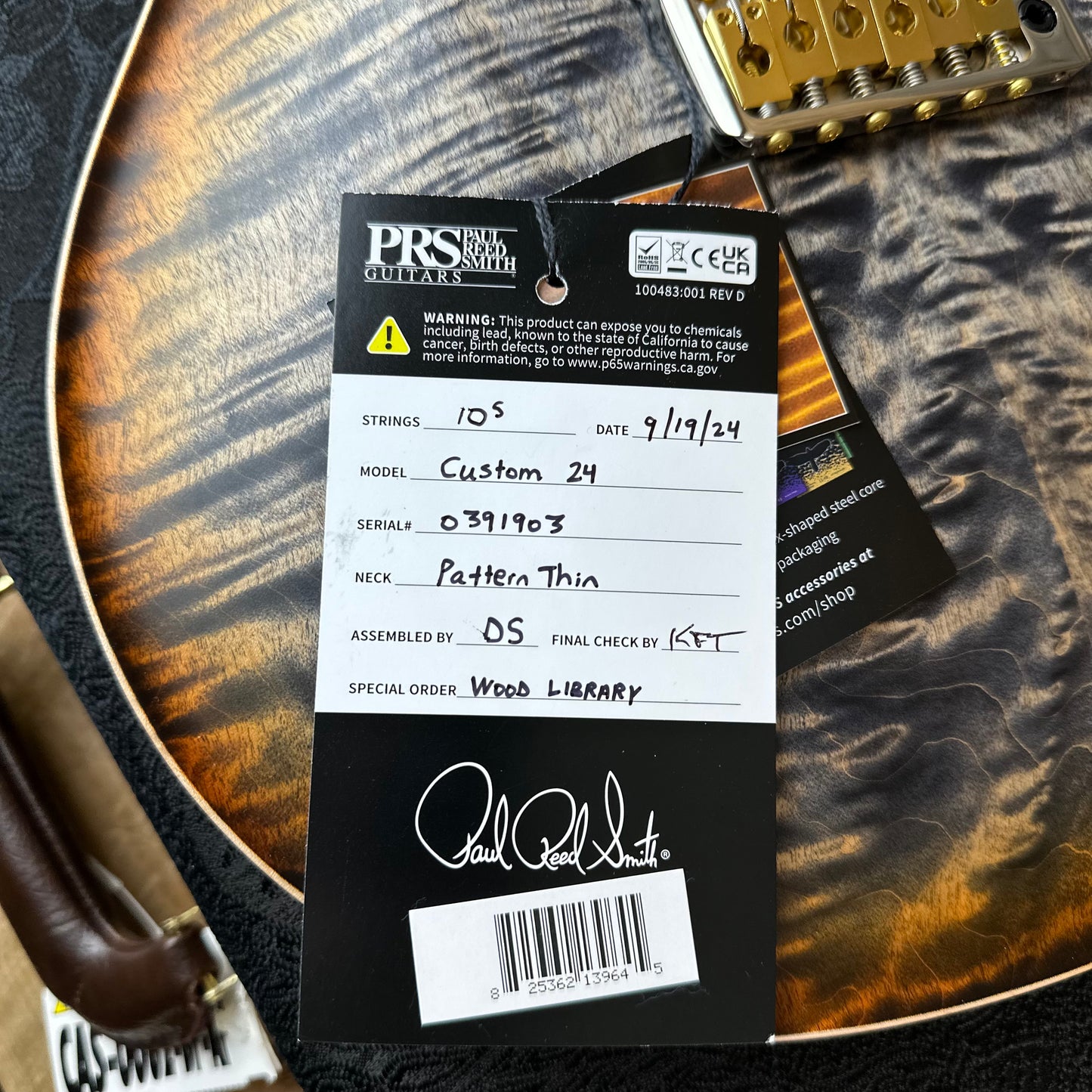 PRS Wood Library Custom 24 Amazing Highly Figured 10 top!!, Torrified Flamed Maple Neck, Ebony FB - Burnt Maple Leaf 391903
