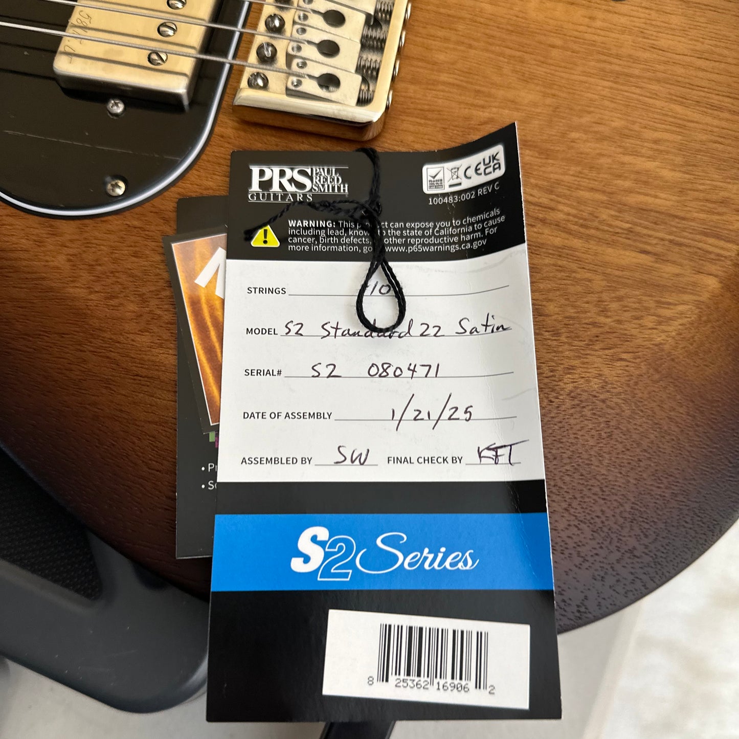 PRS S2 Standard 22 Satin - McCarty Tobacco Sunburst S2080471