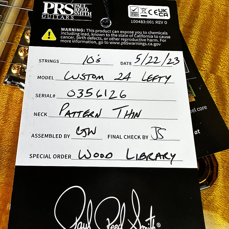 PRS Custom 24 Lefty Wood Library Flame Maple 10 Top Torrefied Maple Neck Brazilian FB - Faded McCarty Sunburst 356126