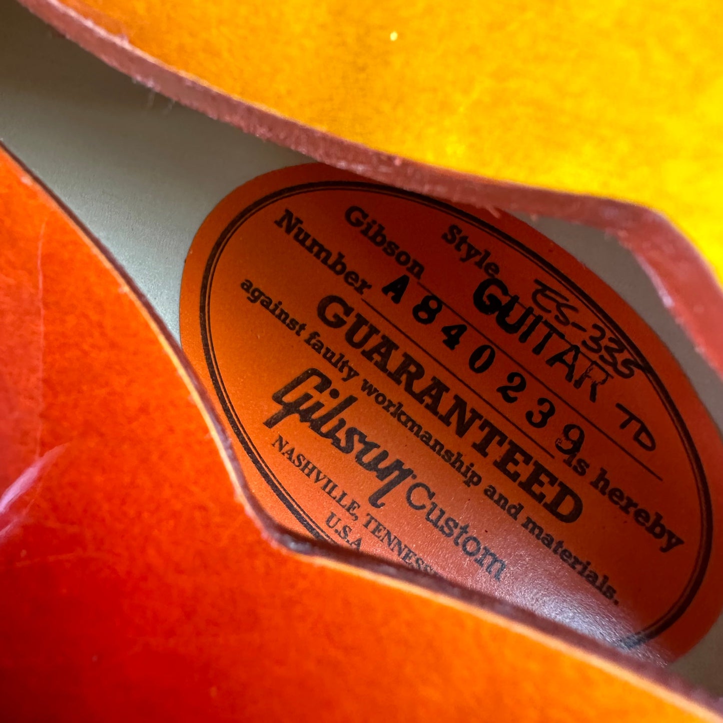 Used Gibson Custom Shop Murphy Lab 1958 ES-335 Light Aged - Tri-Burst A840239