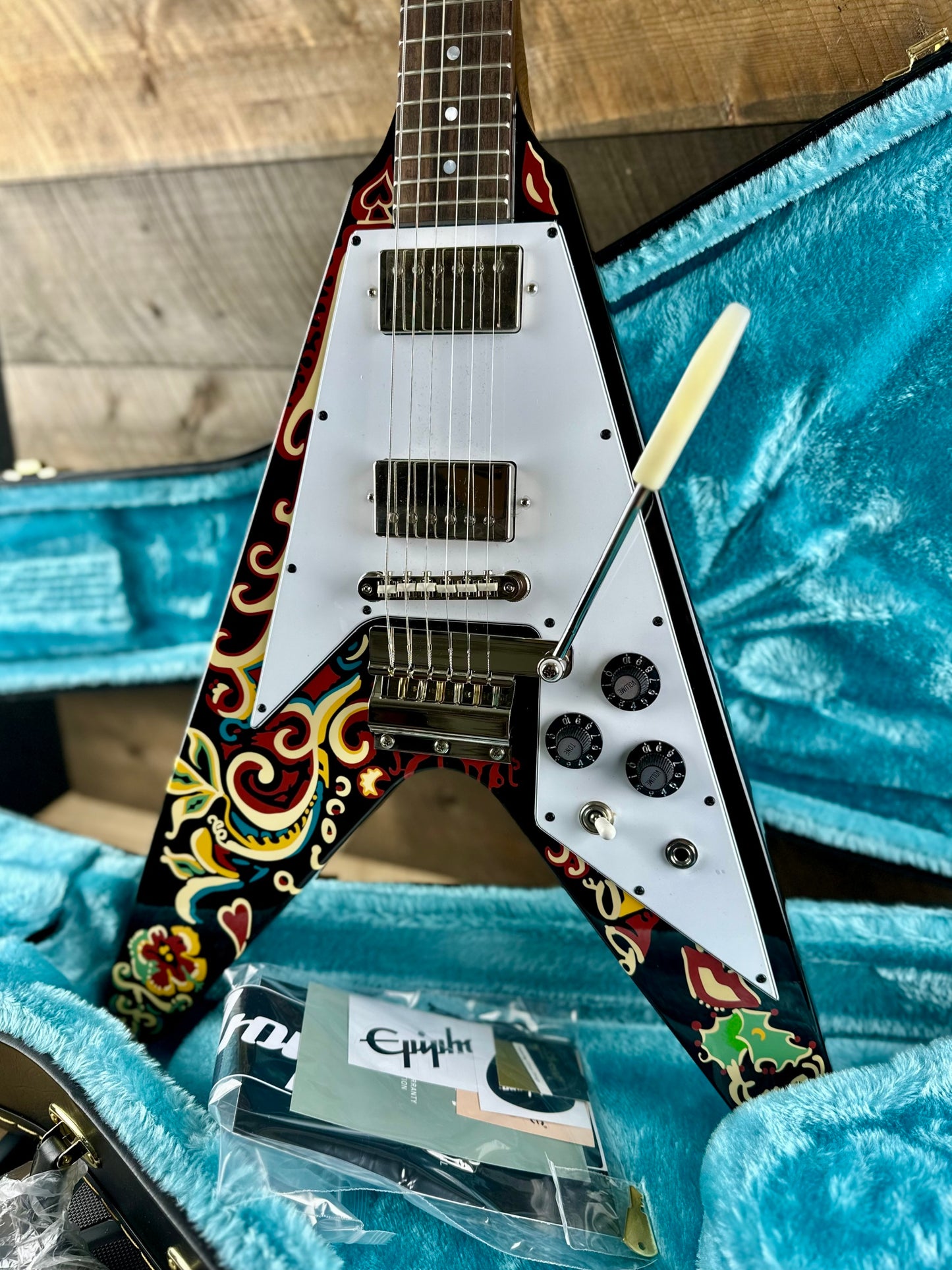 Epiphone Jimi Hendrix™ "Love Drops" Flying V - Ebony 24101523326
