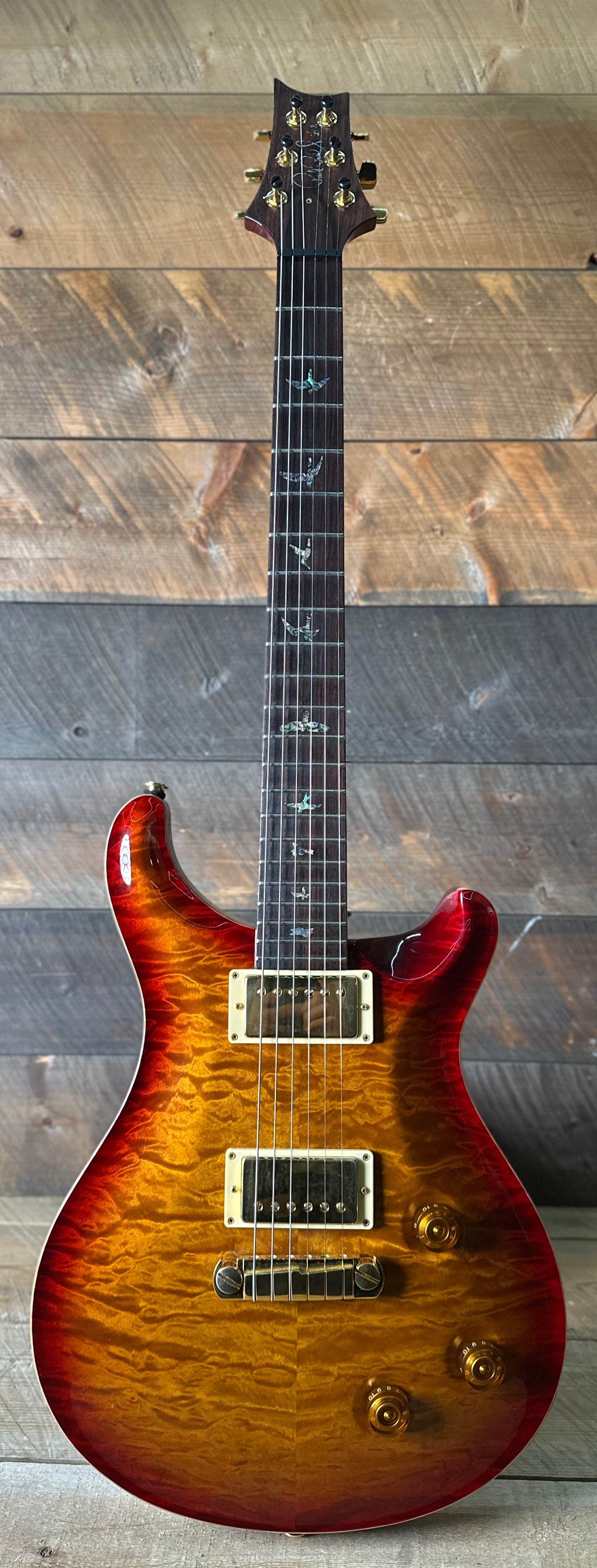 Used 2003 PRS Brazilian Custom 22, Artist Top, Hardtail, Gold Hardware - Dark Cherry Sunburst