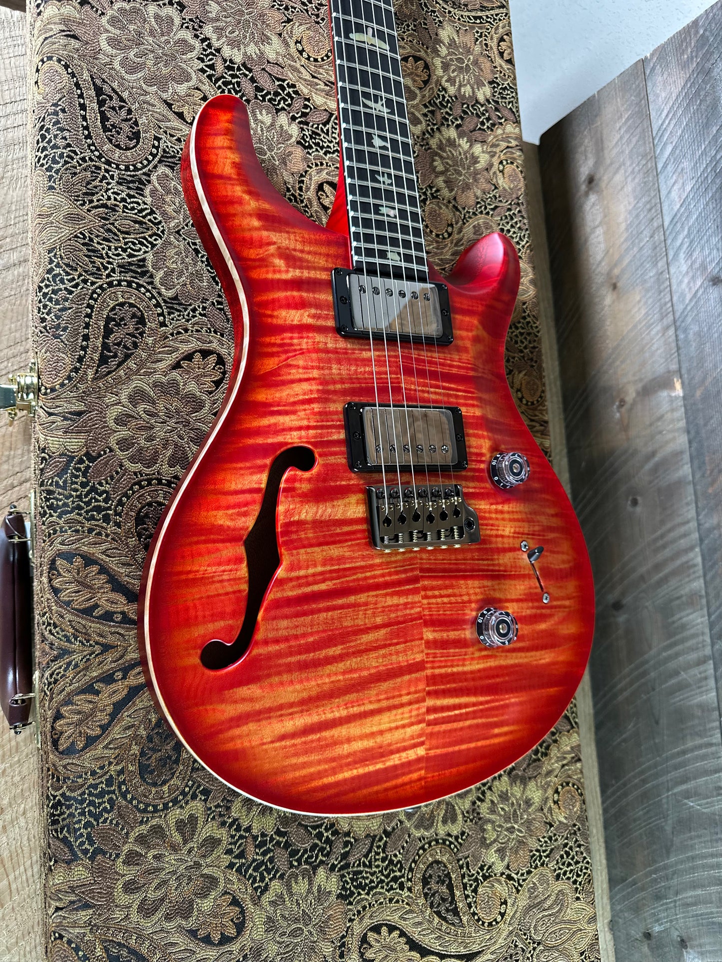 PRS Wood Library Custom 24 Fatback Semi-Hollow! - Blood Orange 425091