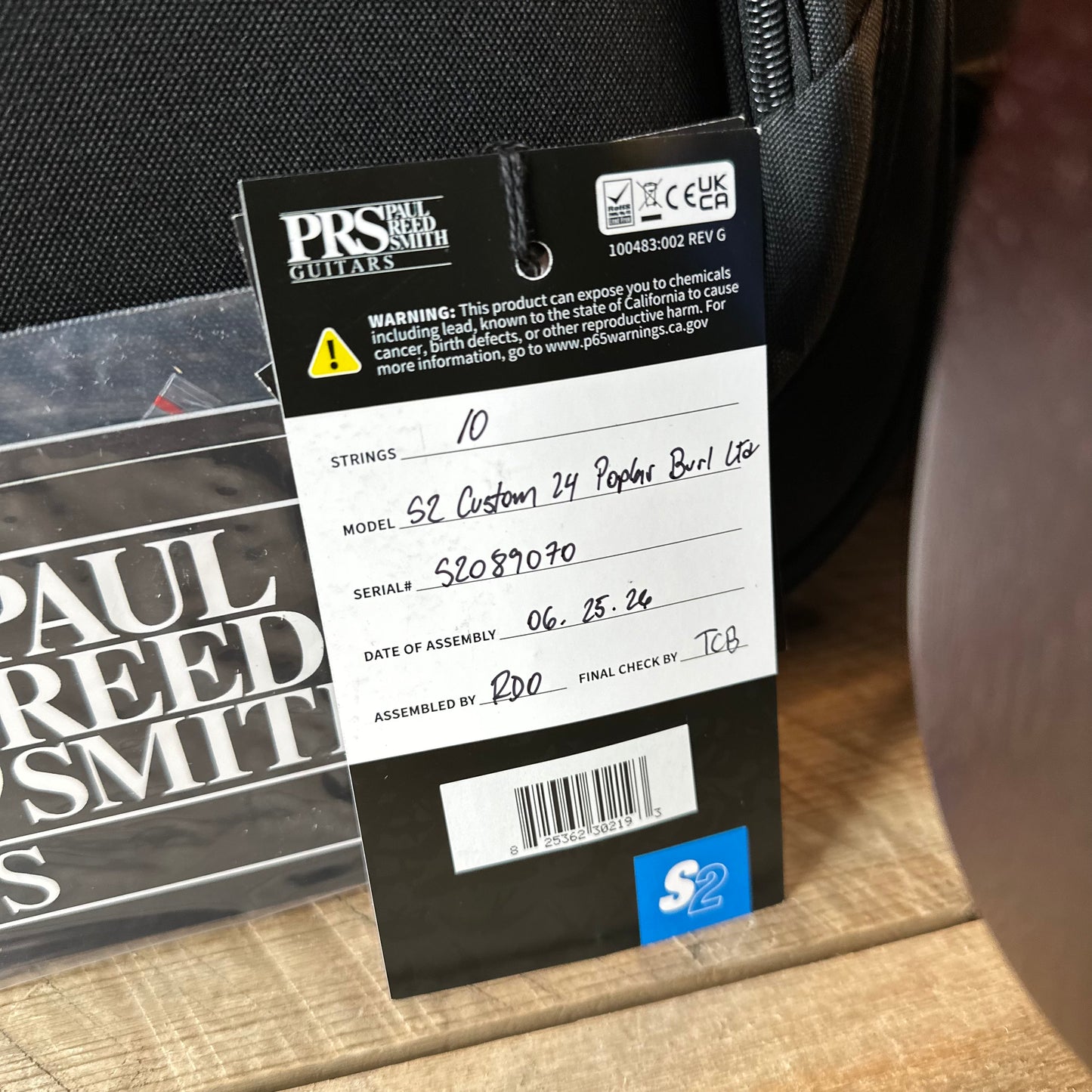 PRS Limited Edition Wood Library Select S2 Custom 24-08 Poplar Burl Top - Black Gold Burst  S2089070