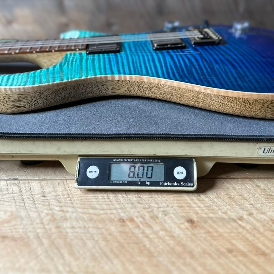 PRS Wood Library Custom 24 Blue Fade 10 Top Brazilian Rosewood Fretboard 58/15lt Korina Back 411447