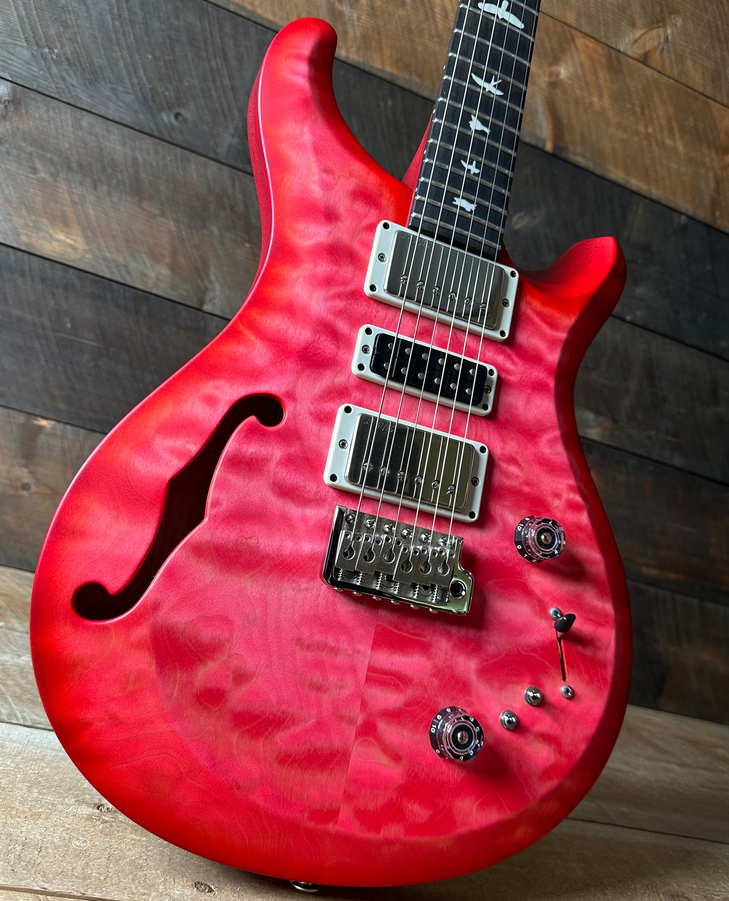 PRS S2 Wood Library Special Semi-Hollow Quilted Top - Satin Bonnie Pink Cherry Burst S2085230