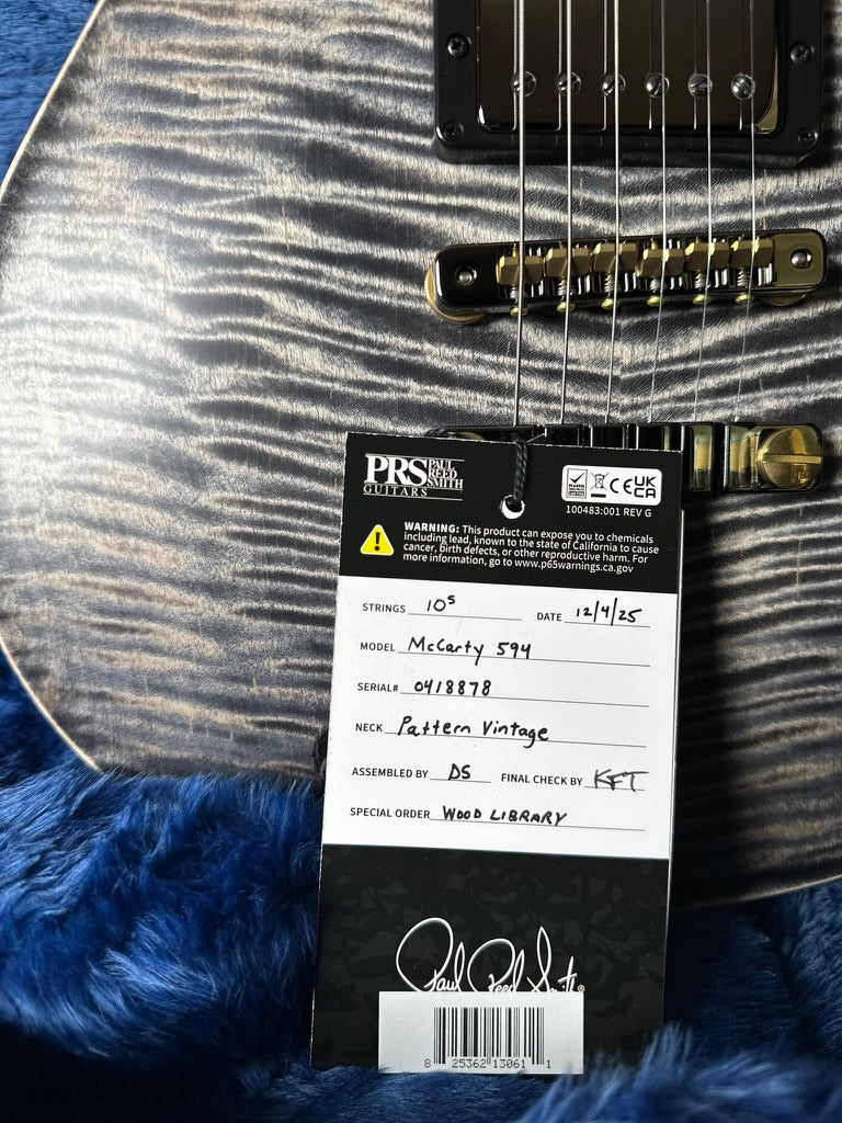 PRS Wood Library McCarty 594 Flamed Maple 10 Top, Swamp Ash Back, Stained Flamed Maple Neck, Bound Ebony FB - Satin Charcoal 418878