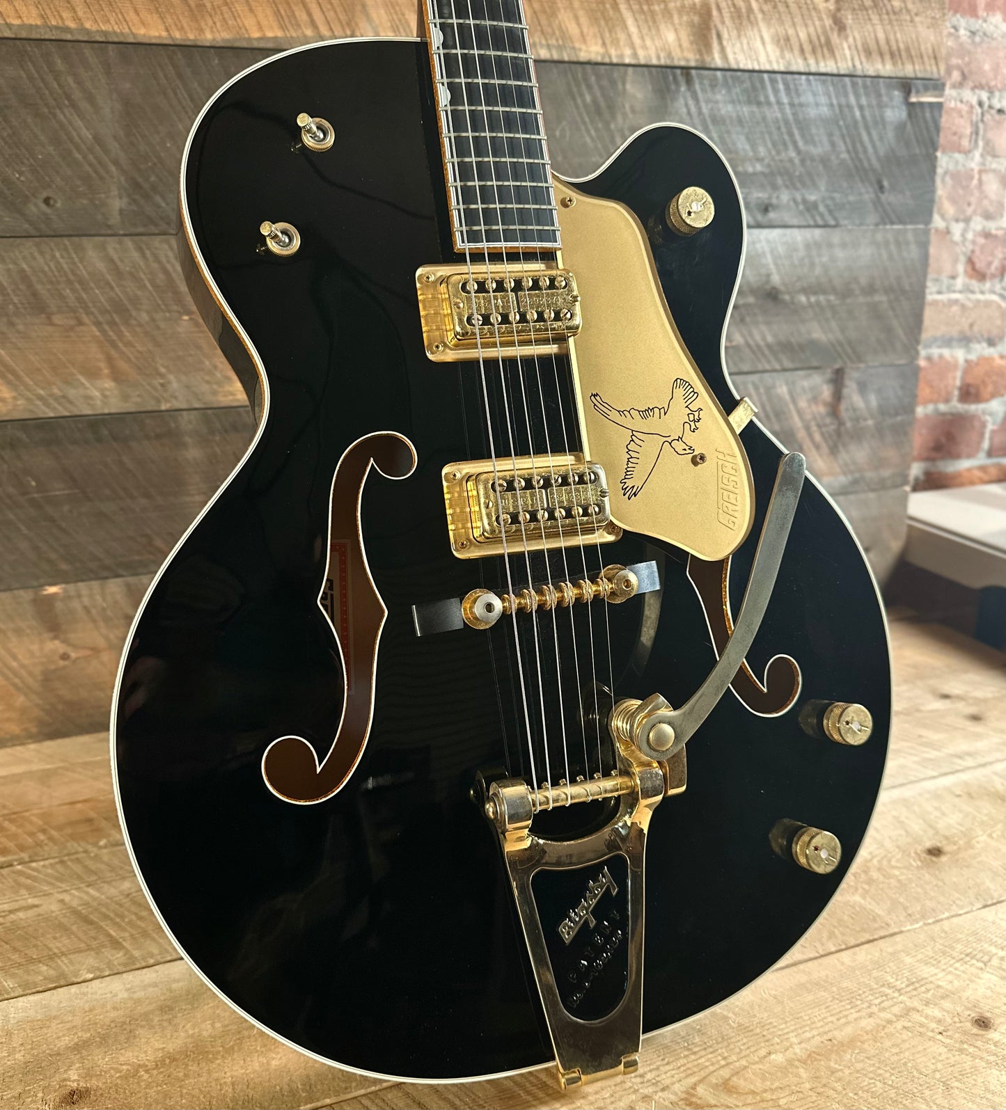 Used 2008 Gretsch G6136TBK Black Falcon Made In Japan - Black With Gold Hardware