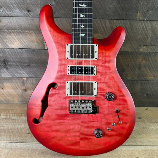 PRS S2 Wood Library Special Semi-Hollow Quilted Top Ebony Fretboard Satin Bonnie Pink Cherry Burst  S2088417