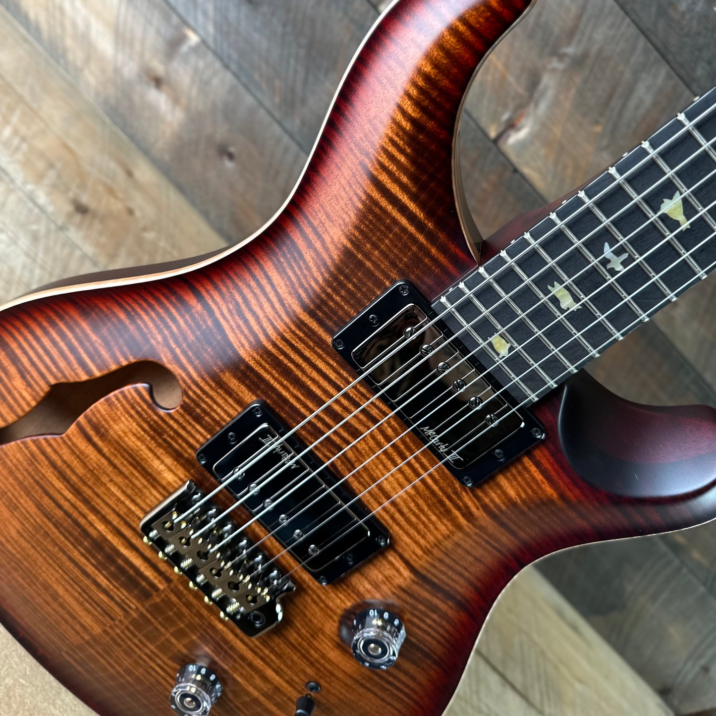 PRS Wood Library Custom 24 Fatback Semi-Hollow! - Satin Copperhead Cherryburst 423667