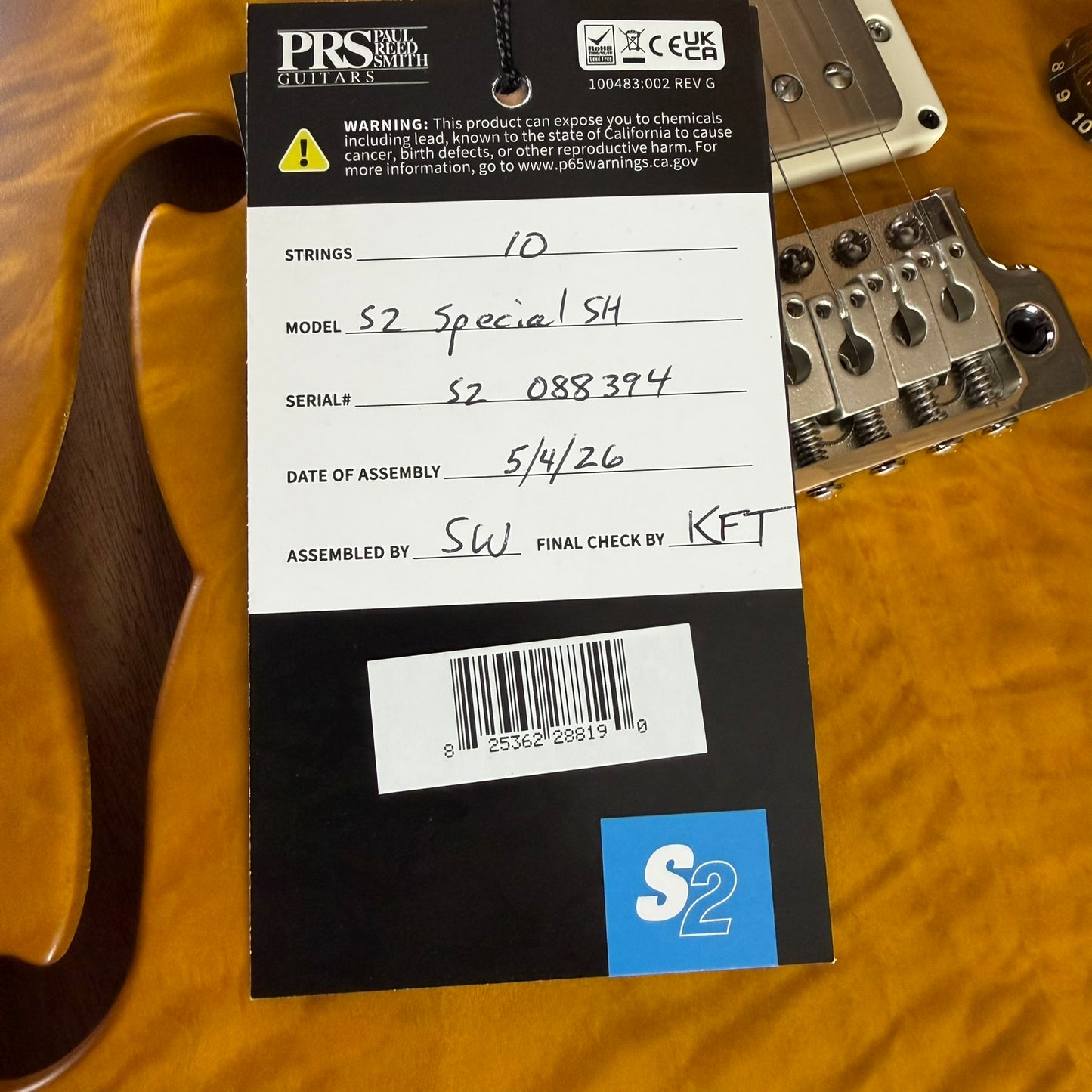 PRS S2 Wood Library Special Semi-Hollow Quilted Top - Satin Honey Gold Burst S2088394
