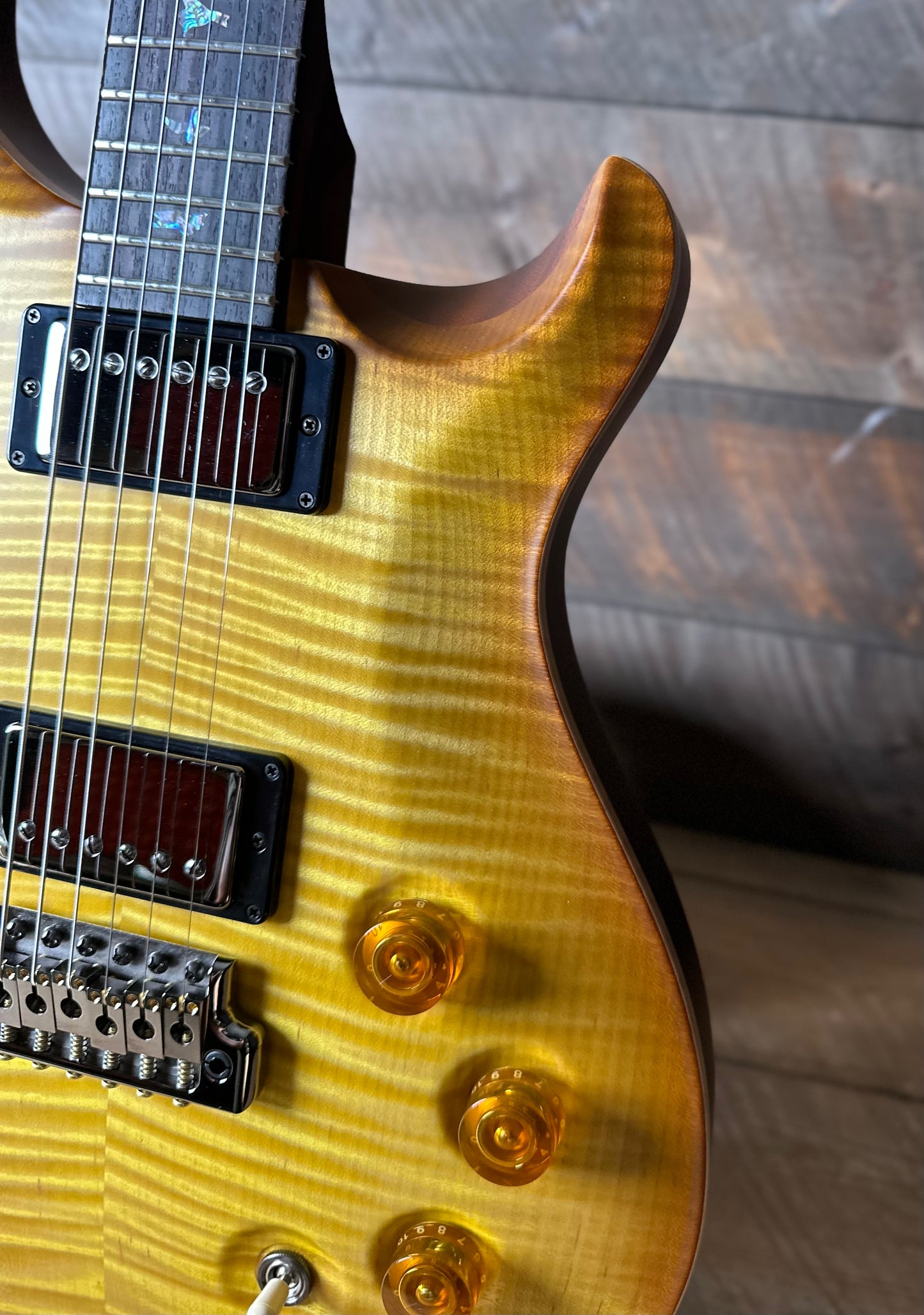 PRS Wood Library DGT Semi-Hollow David Grissom Signature , Rosewood Neck!, Flamed Maple 10-Top, Smoked Black Hardware - Satin Livingston Lemondrop 418144