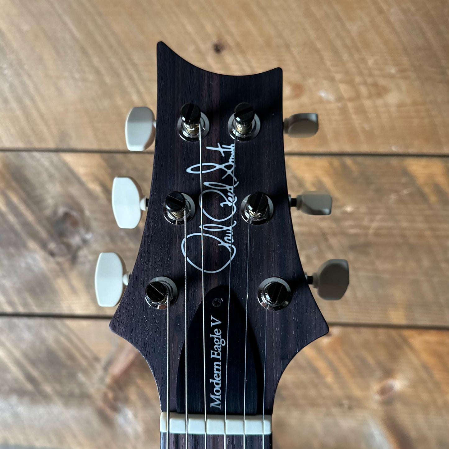 PRS Modern Eagle V Rare One Of A Kind!! - Black Rainbow Holoflake Top & Binding (Natural Back) 418869