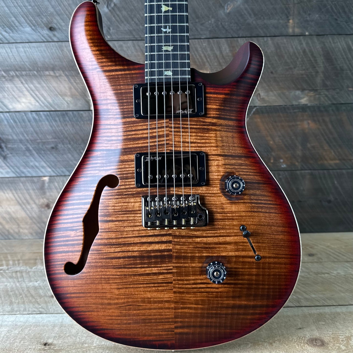 PRS Wood Library Custom 24 Fatback Semi-Hollow! - Satin Copperhead Cherryburst 423667