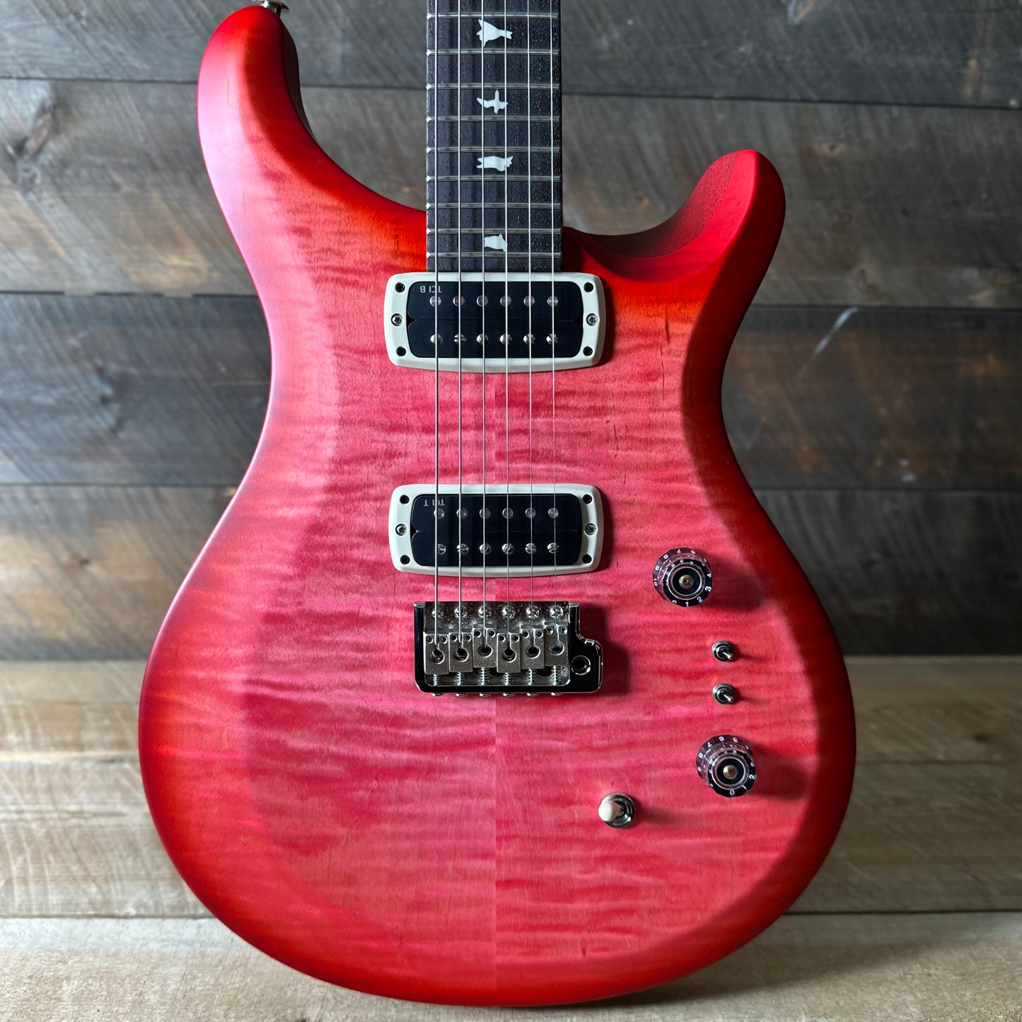 PRS S2 Wood Library Custom 24-08 QS Exclusive Satin Run! - Bonnie Pink Cherry Burst S2085529