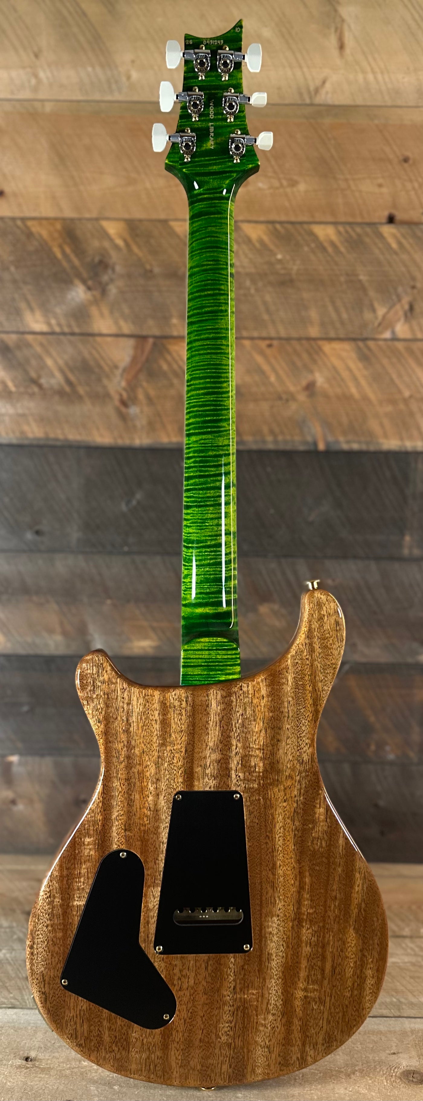 PRS Wood Library McCarty Tremolo w/ Dual Mini Toggles Flame Maple 10-top Ziricote FB - Emerald (Natural Back) 431243