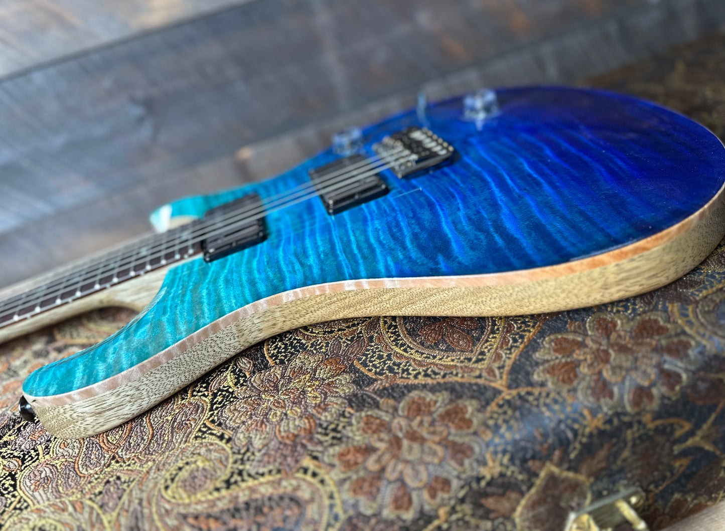 PRS Wood Library Custom 24 Flame Top  Brazilian Rosewood Fretboard!  - Blue Fade 411443