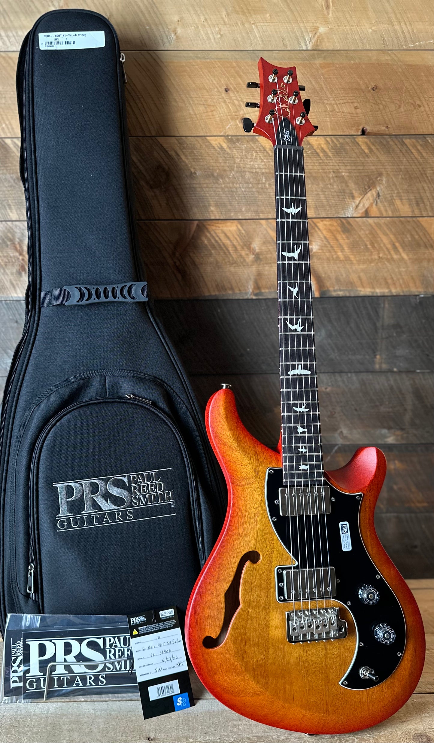 PRS S2 Vela Semi-Hollow HHT Quimper Edition – McCarty Sunburst Satin Nitro USA Electric Guitar S2089031