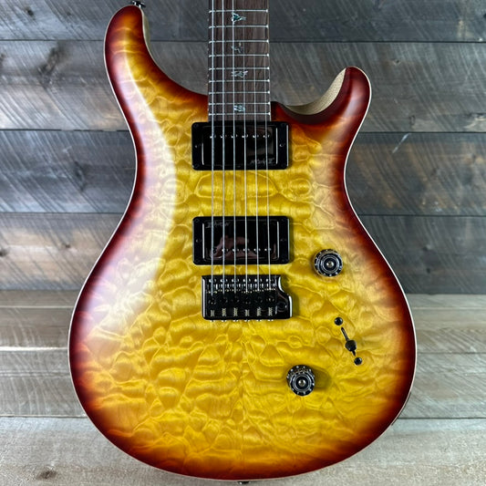 PRS Wood Library Custom 24 Amazing Quilted 10 top Korina Body/Neck Brazilian Rosewood FB - Satin Livingston Lemon Cherry Burst W/Natural Back 425290
