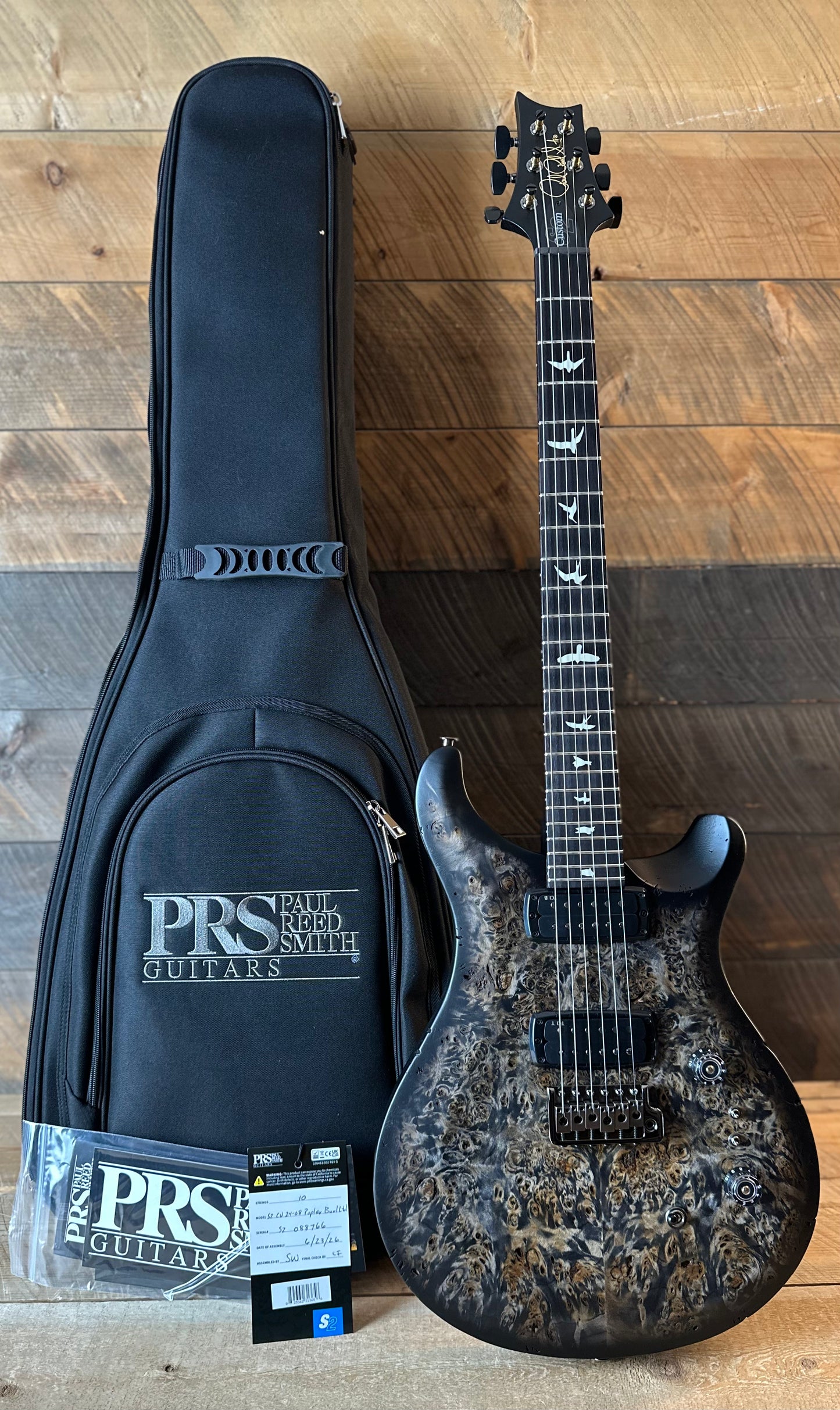 PRS Limited Wood Library Select S2 Custom 24-08 Poplar Burl Top - Charcoal Burst S2088766