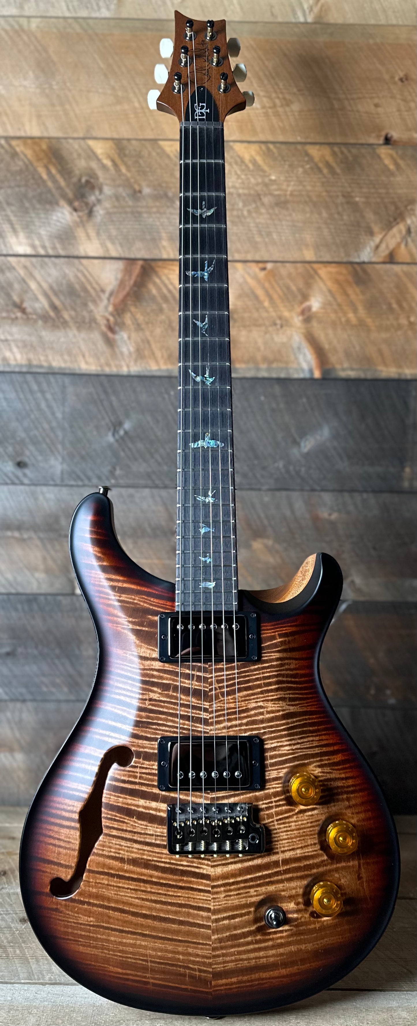 PRS Wood Library DGT Semi-Hollow David Grissom Signature, Flamed Maple 10-Top, Smoked Black Hardware - RARE! Satin Copperhead Microburst 418569