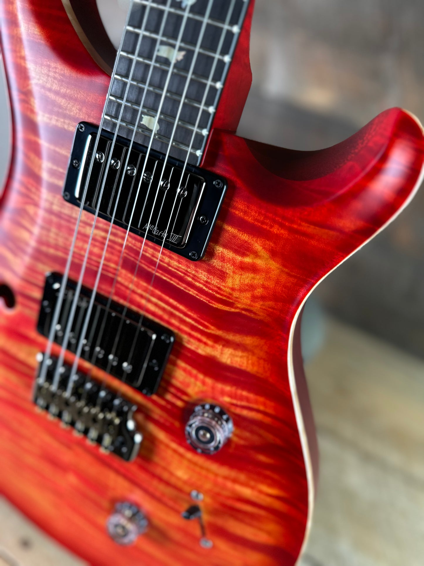 PRS Wood Library Custom 24 Fatback Semi-Hollow! - Blood Orange 425091