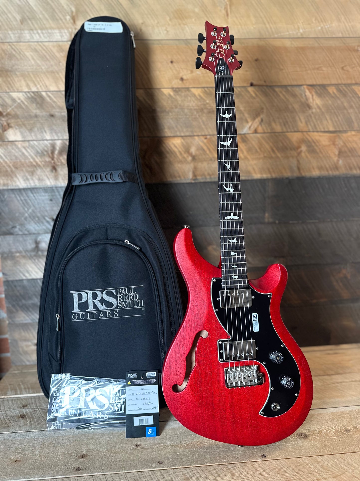 PRS S2 Vela Semi-Hollow HHT Quimper Edition – Vintage Cherry Satin Nitro USA Electric Guitar S2089032